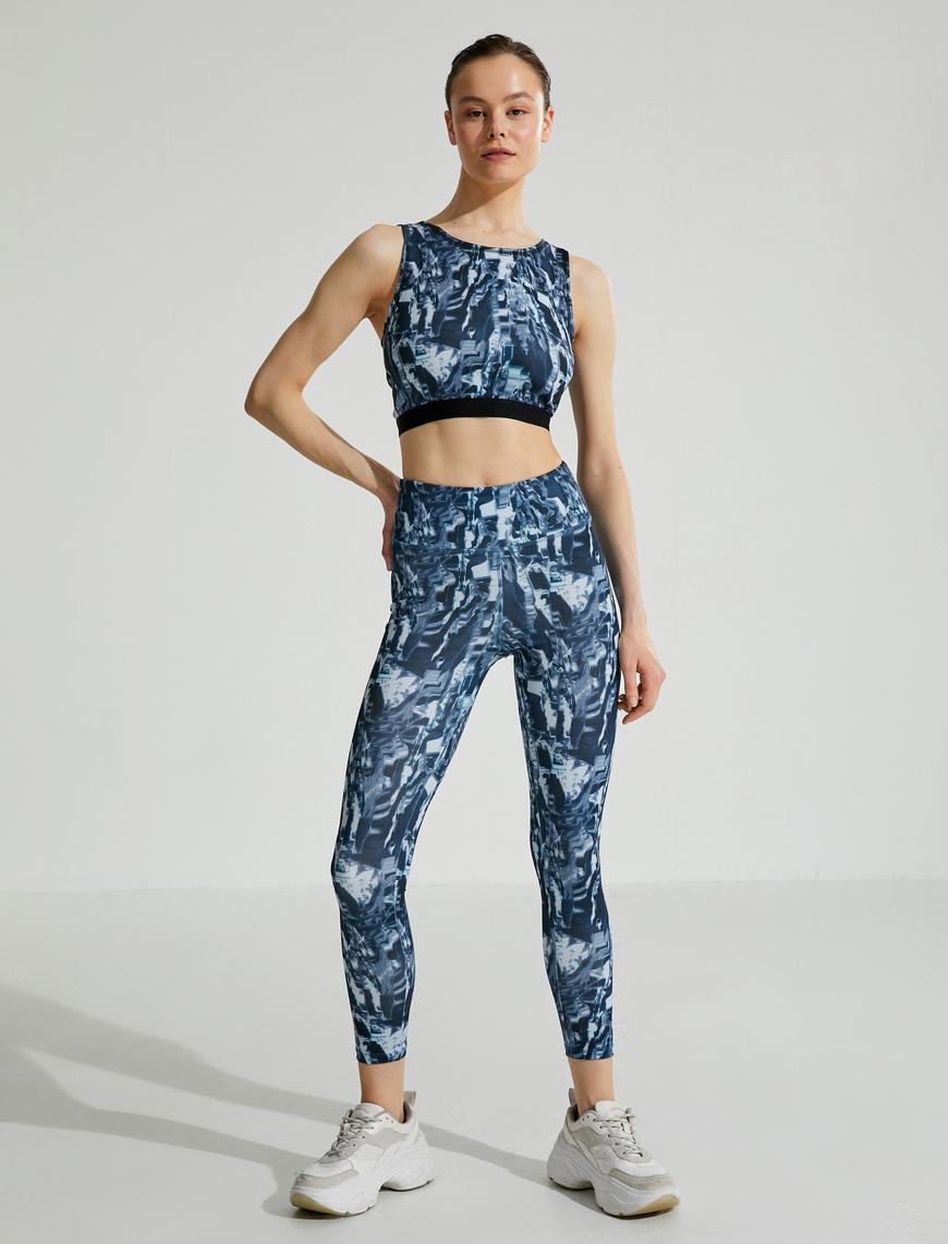   Sporcu Sütyeni Batik Desenli Kolsuz