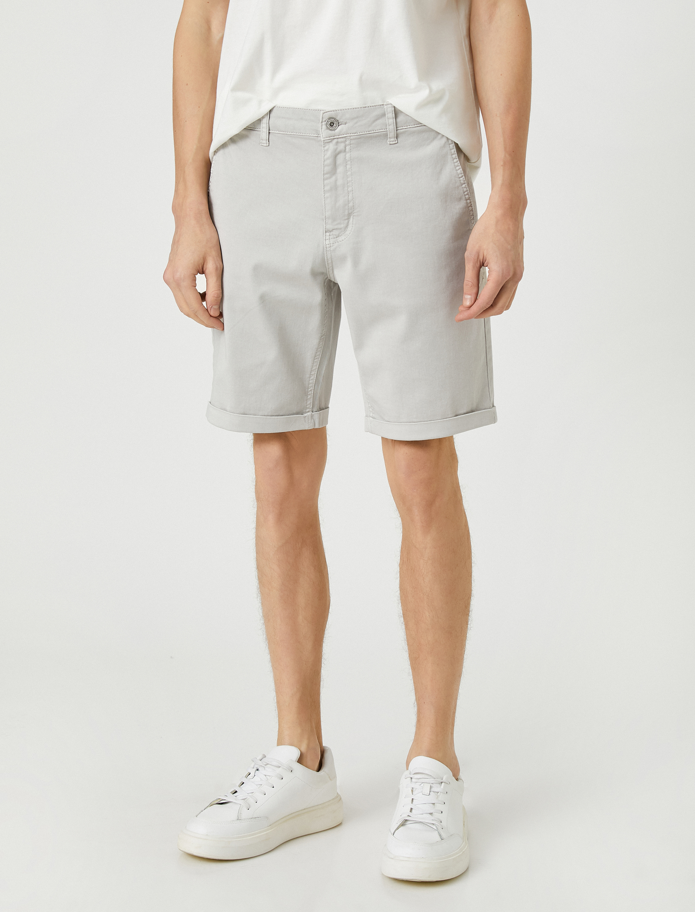   Basic Bermuda Şort Pamuklu Cepli Düğmeli