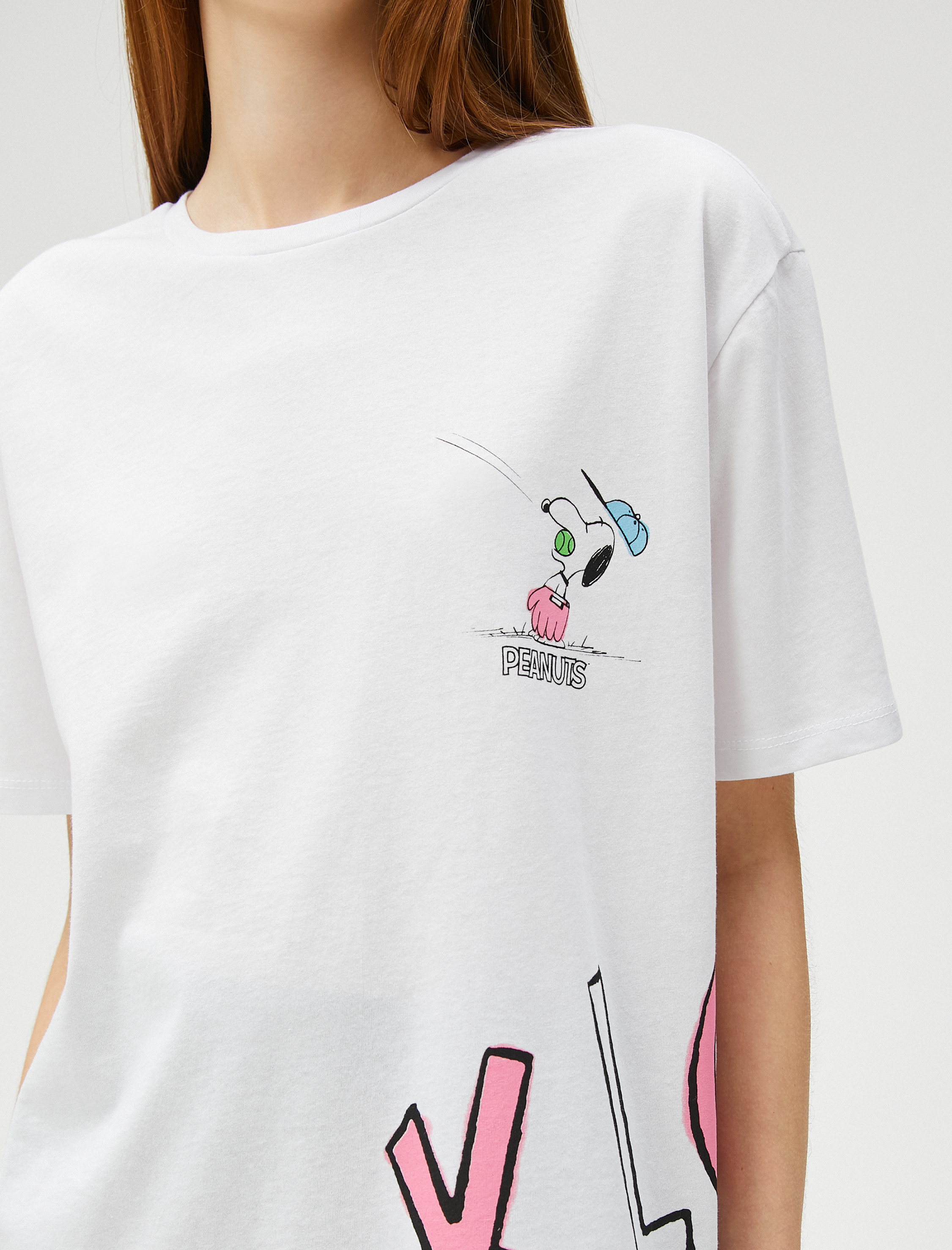   Snoopy Tişört Kısa Kollu Bisiklet Yaka Pamuklu