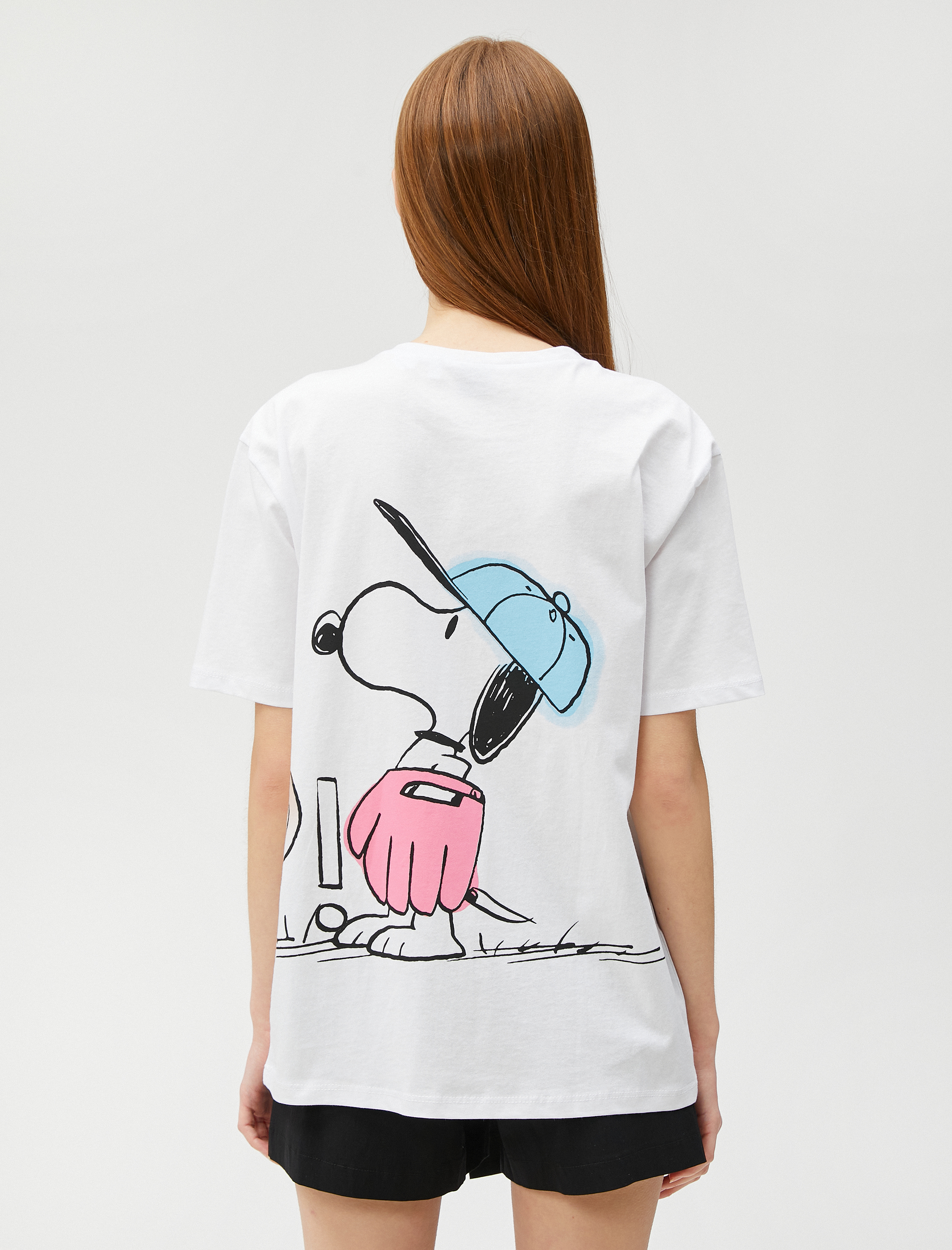   Snoopy Tişört Kısa Kollu Bisiklet Yaka Pamuklu