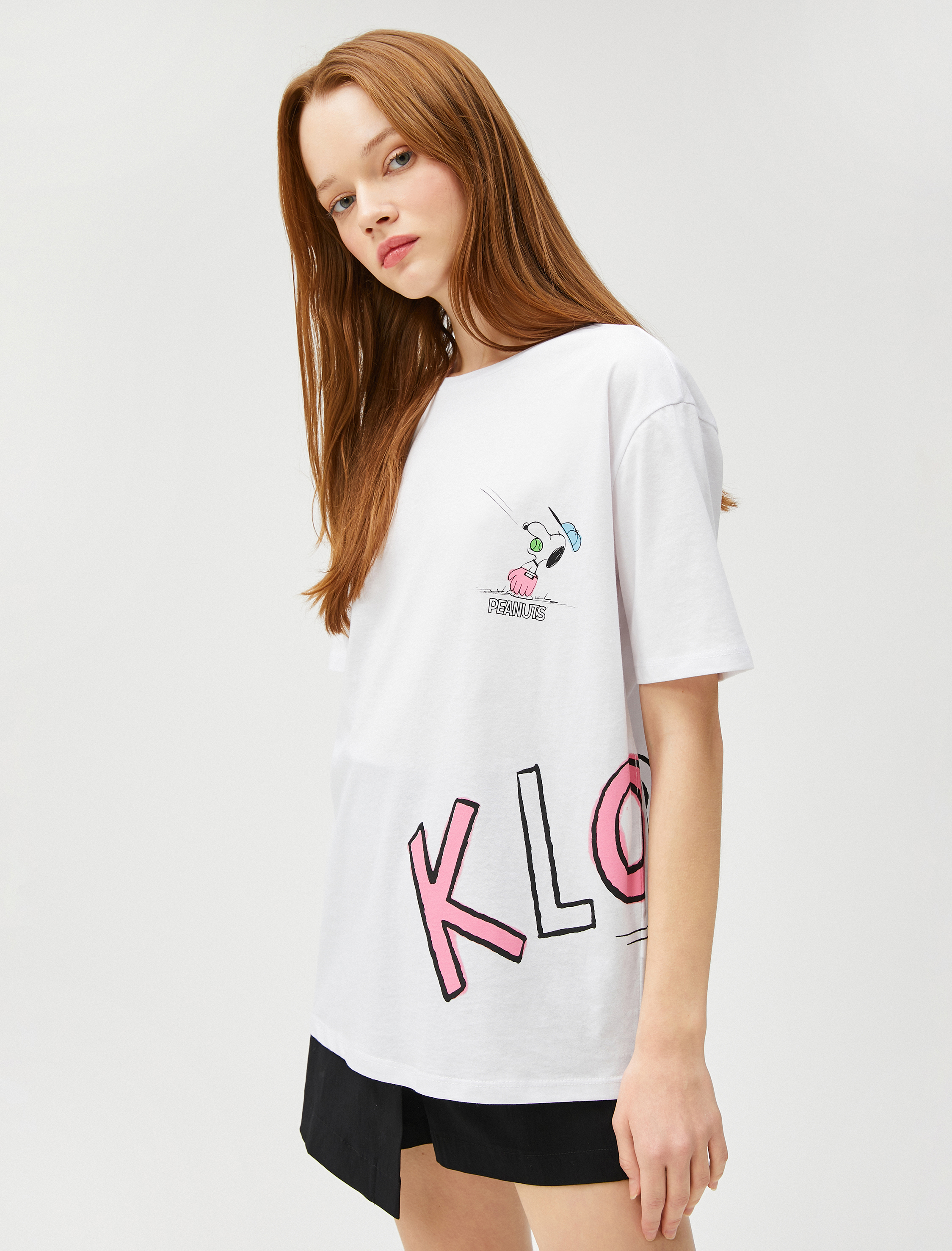   Snoopy Tişört Kısa Kollu Bisiklet Yaka Pamuklu