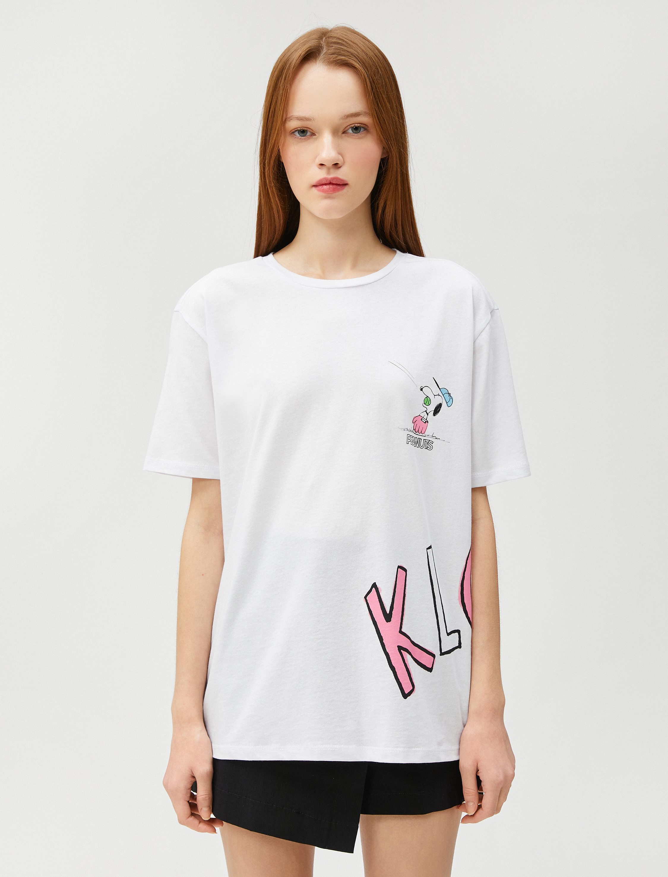   Snoopy Tişört Kısa Kollu Bisiklet Yaka Pamuklu