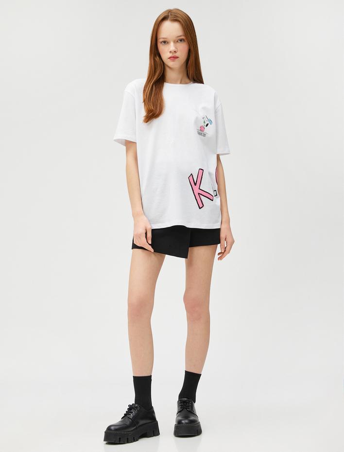  Snoopy Tişört Kısa Kollu Bisiklet Yaka Pamuklu