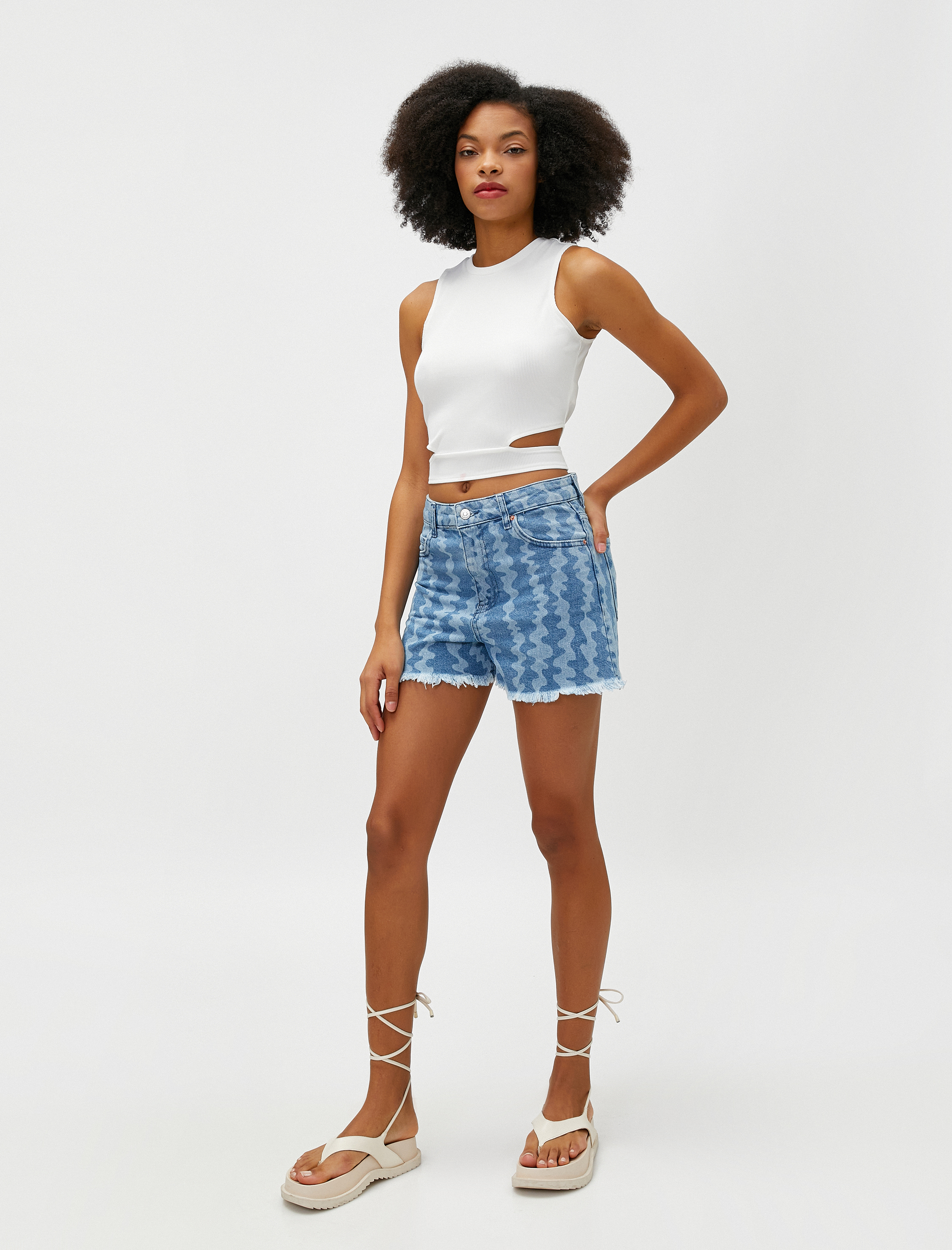   Crop Fitilli Atlet Pencere Detaylı Bisiklet Yaka