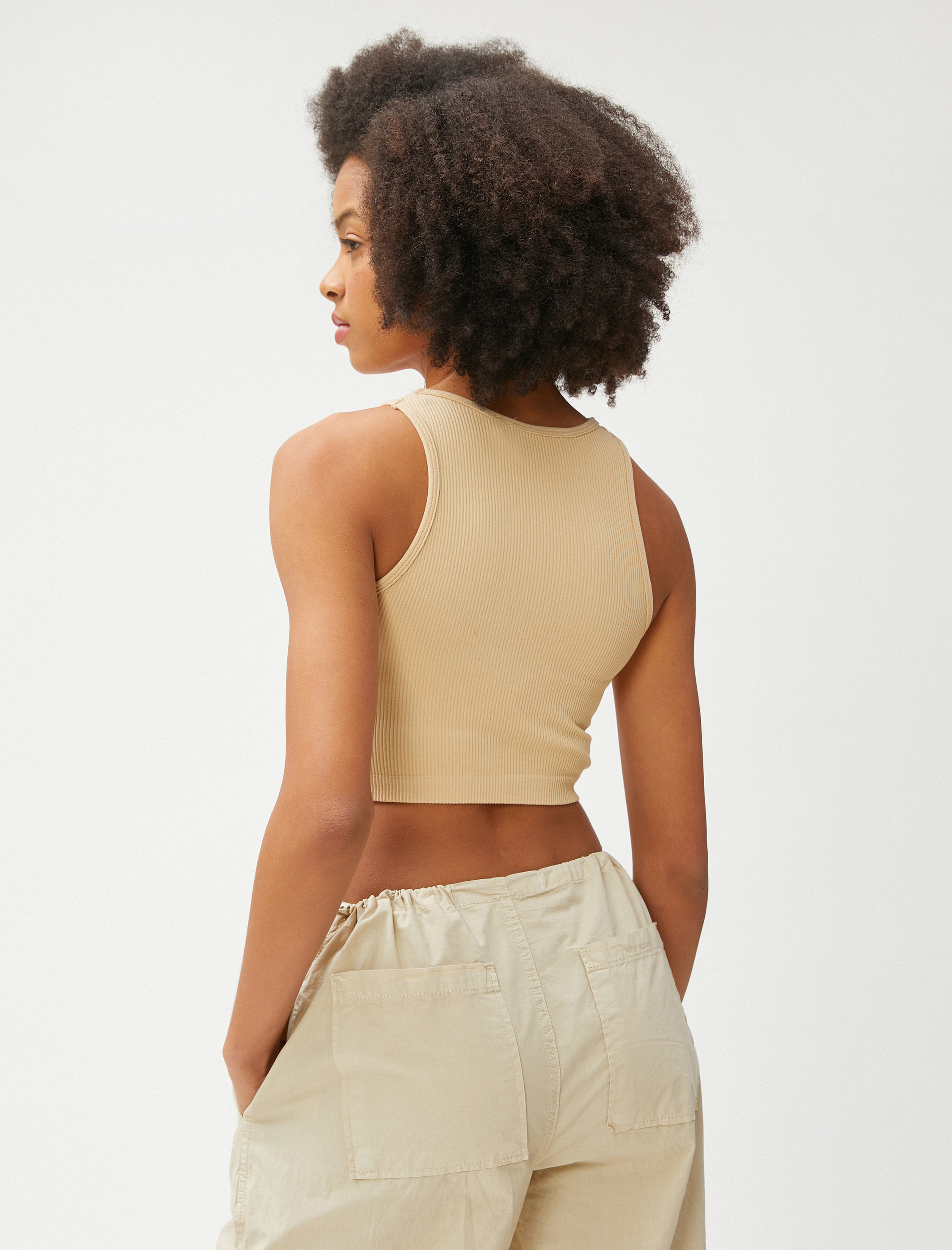   Crop Atlet Fitilli Halter Yaka Kolsuz