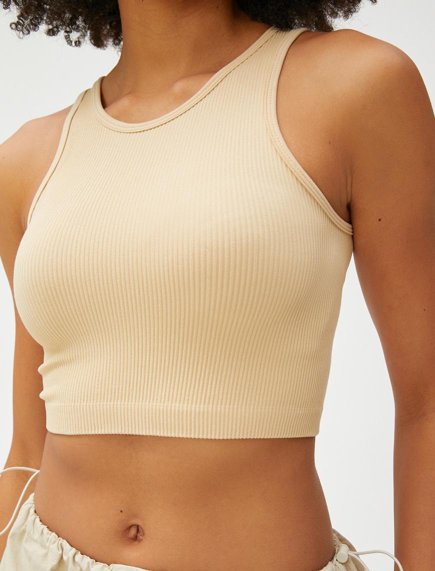   Crop Atlet Fitilli Halter Yaka Kolsuz