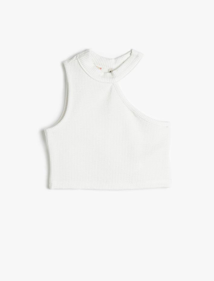 Kız Çocuk Crop Üst Tek Omuz Kolsuz Fitilli