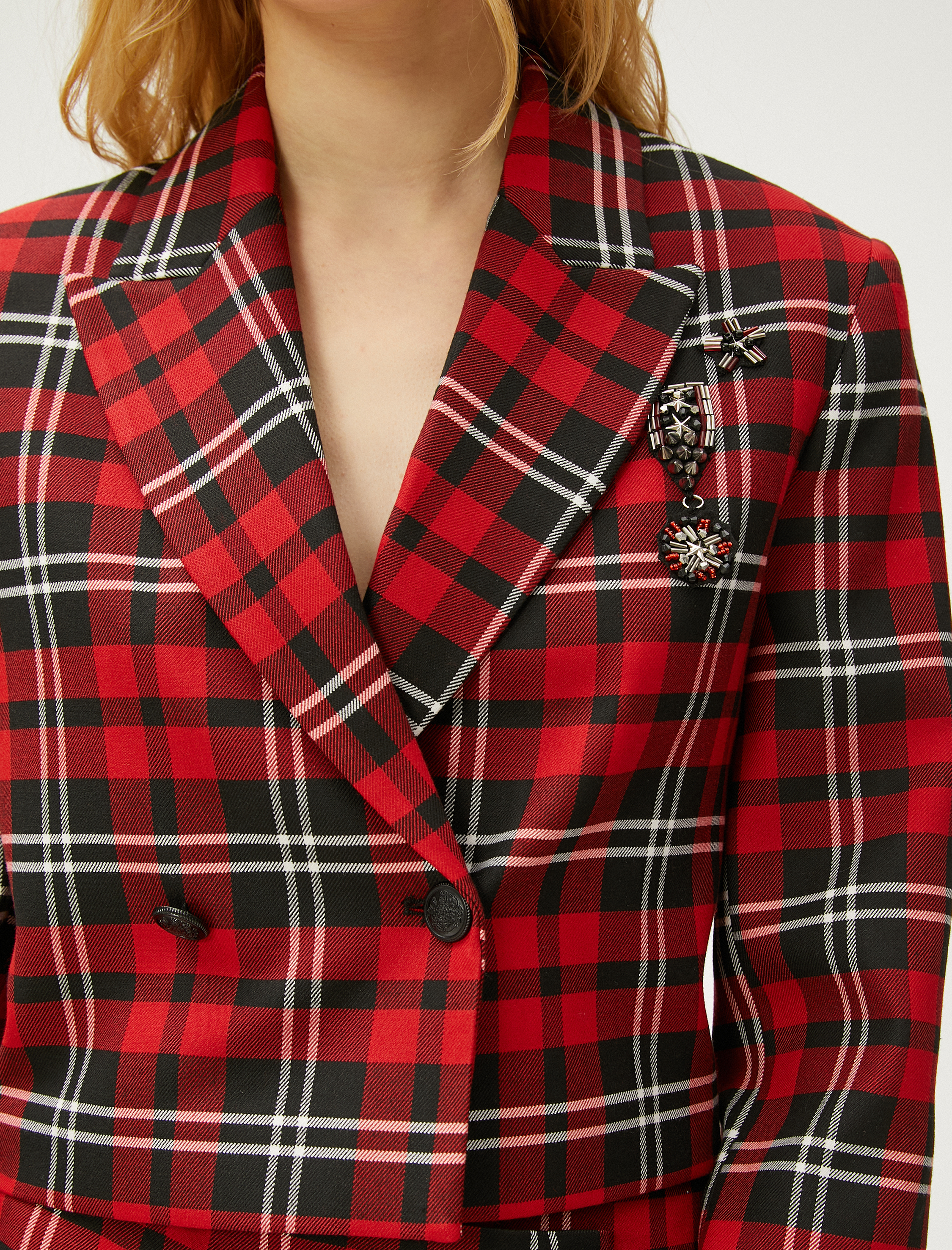   Crop Blazer Ceket Madalya Detaylı Düğmeli