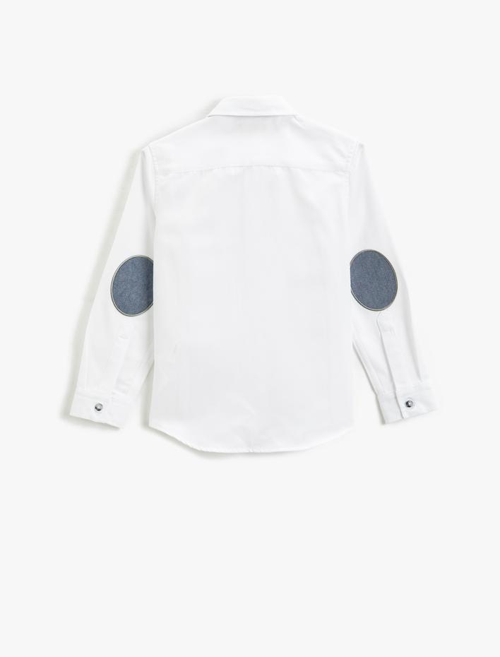 Erkek Çocuk Papyonlu Gömlek Uzun Kollu Dirsekleri Yama Detaylı Tek Cepli