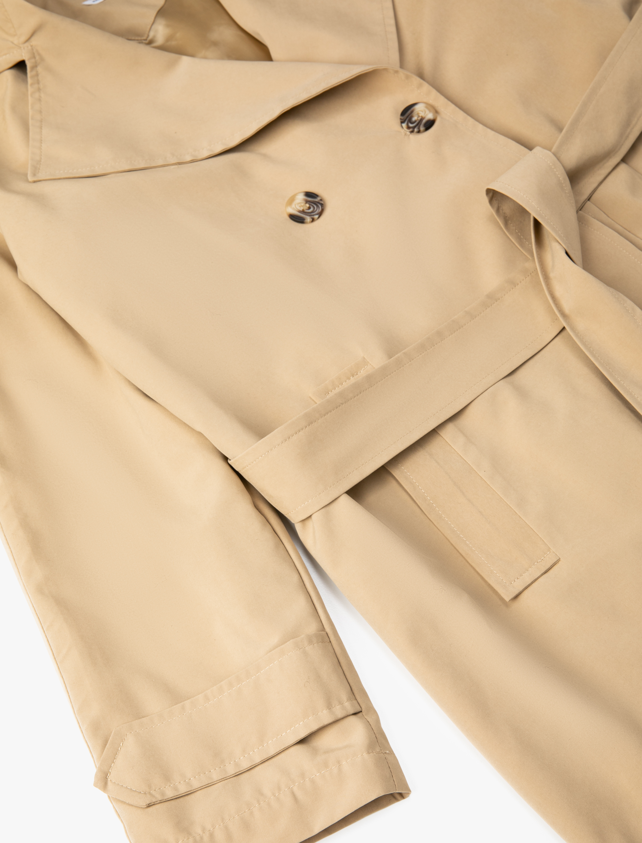 Midi Trençkot Kemer Detaylı Yumuşak Tuşeli Kruvaze Kapama