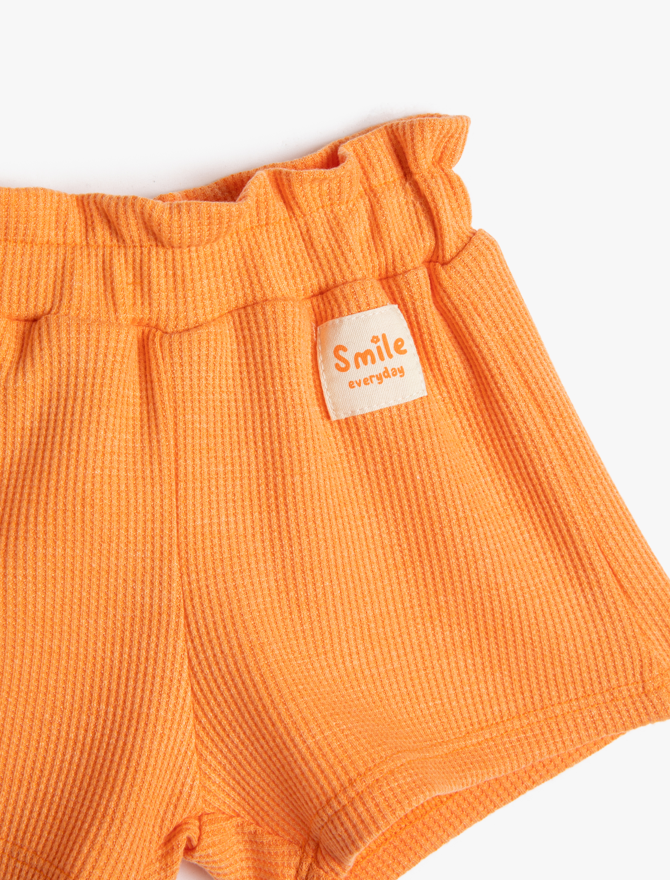  Kız Bebek Şort Beli Lastikli Dokulu Etiket Detaylı