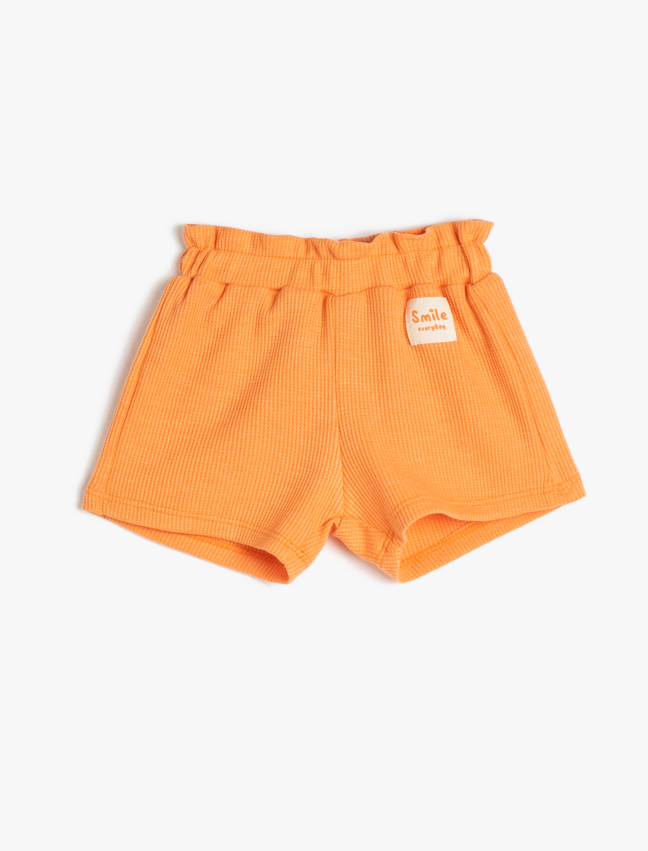  Kız Bebek Şort Beli Lastikli Dokulu Etiket Detaylı