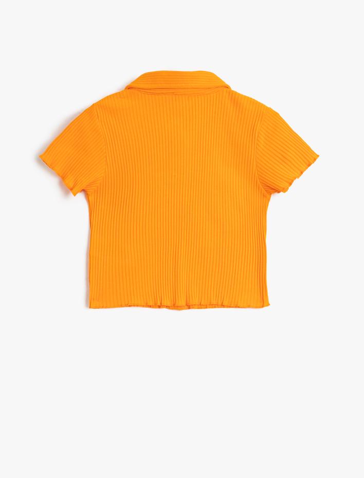 Kız Çocuk Polo Yaka Tişört Kısa Kollu Çıtçıt Düğmeli Pamuklu Ribanalı