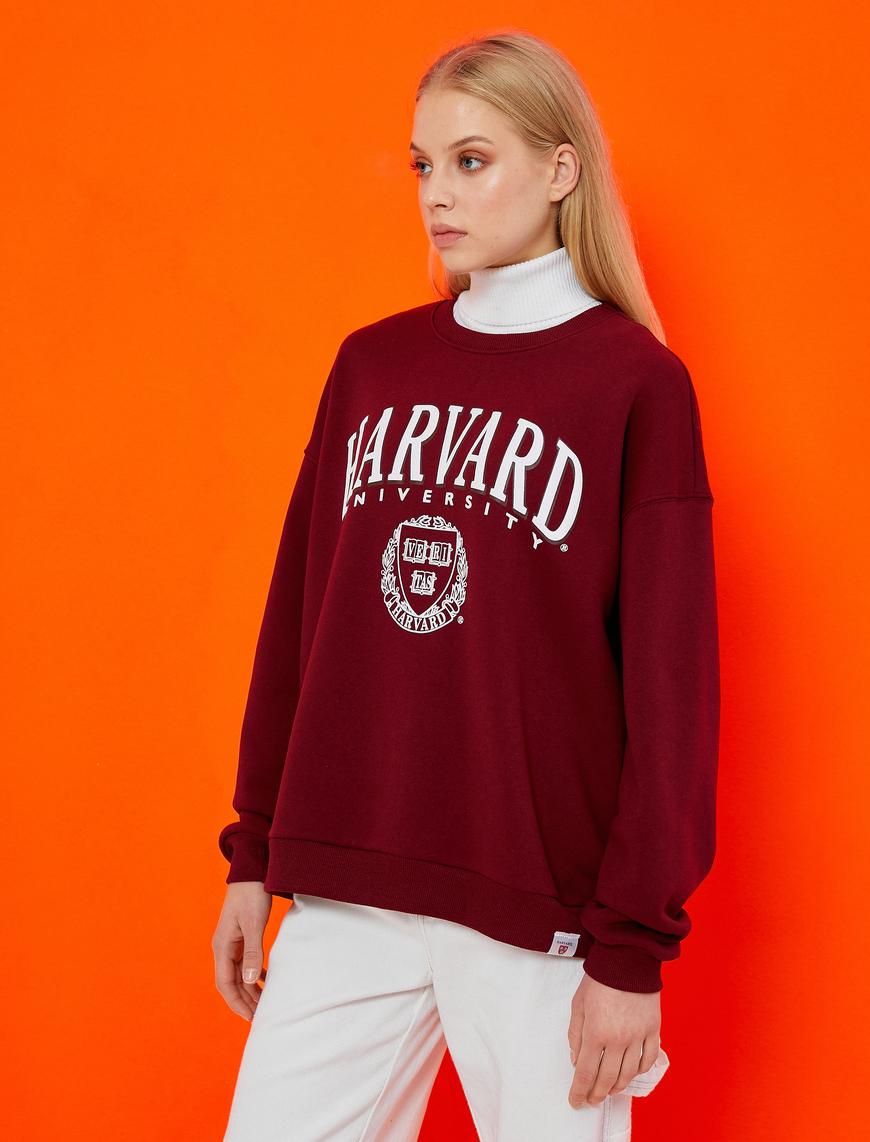   Harvard Lisanslı Sweatshirt Bisiklet Yaka İçi Polarlı