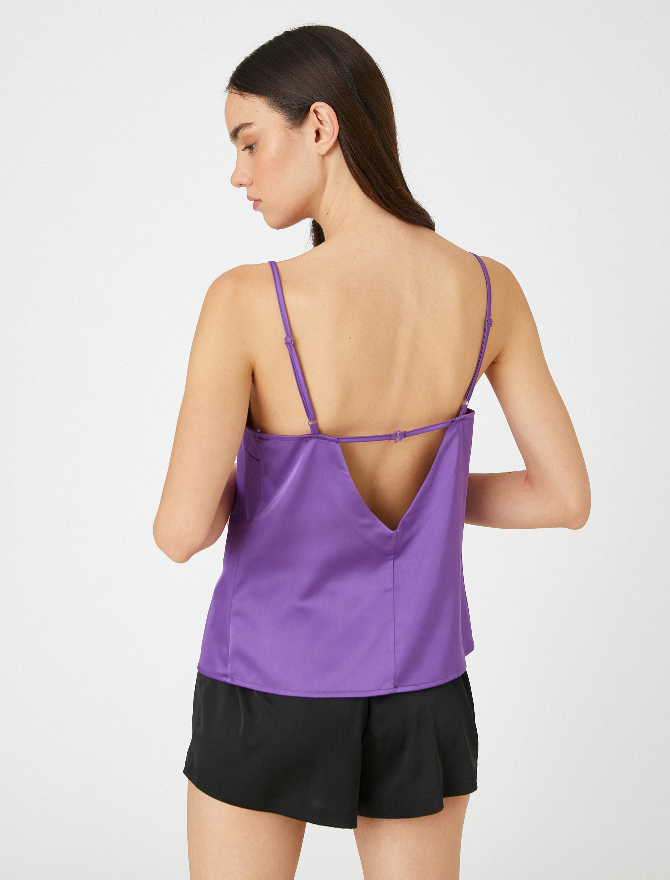   Saten Pijama Üstü Atlet İnce Askılı Dantelli