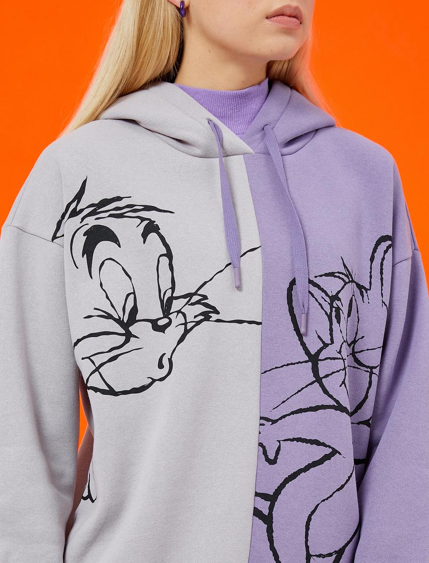   Tom ve Jerry Lisanslı Sweatshirt Kapüşonlu İçi Polarlı