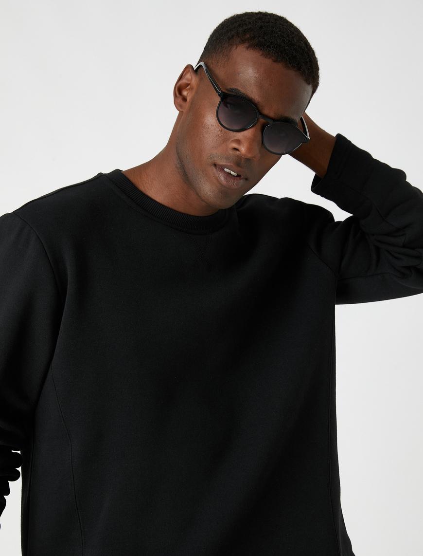   Basic Sweatshirt Şardonlu Bisiklet Yaka