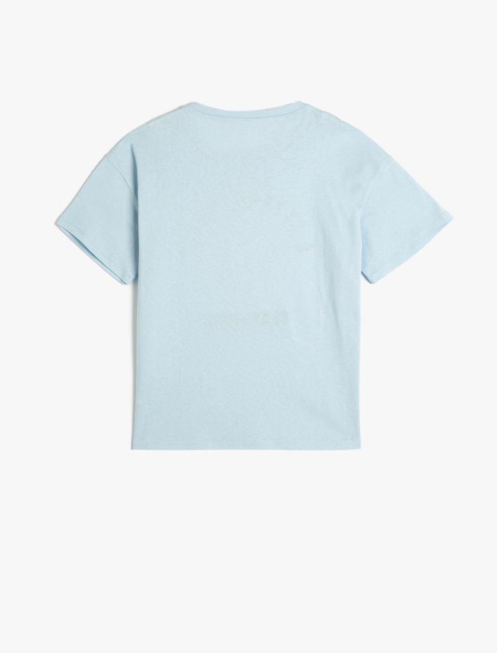 Erkek Çocuk Bisiklet Yaka Tişört Kısa Kollu Baskılı Payetli