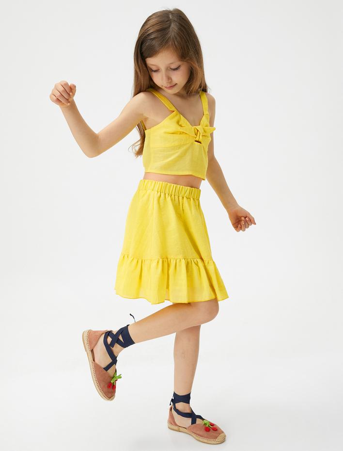 Kız Çocuk Etek Katlı Fırfırlı Beli Lastikli