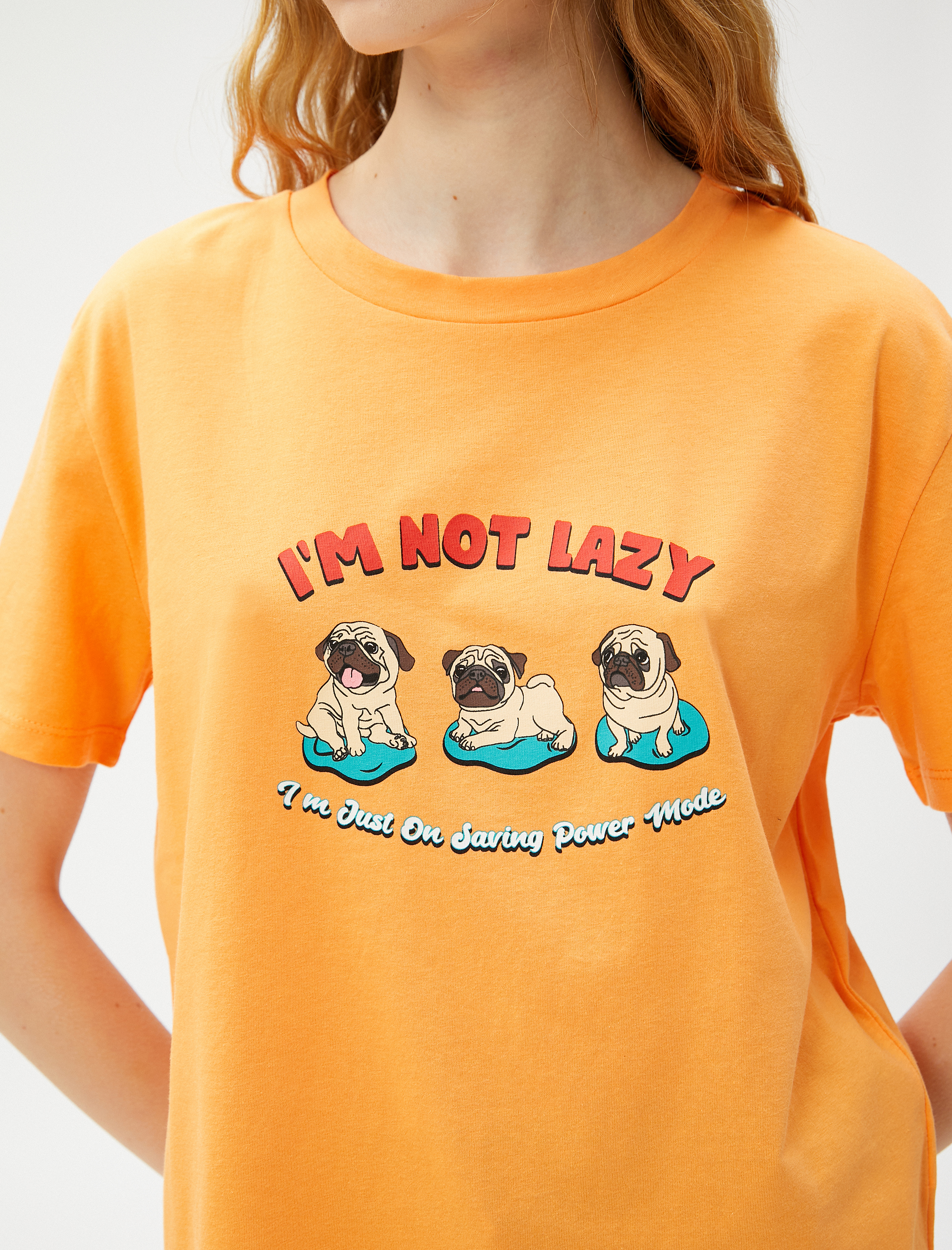   Baskılı Tişört Bisiklet Yaka Kısa Kollu Pamuklu