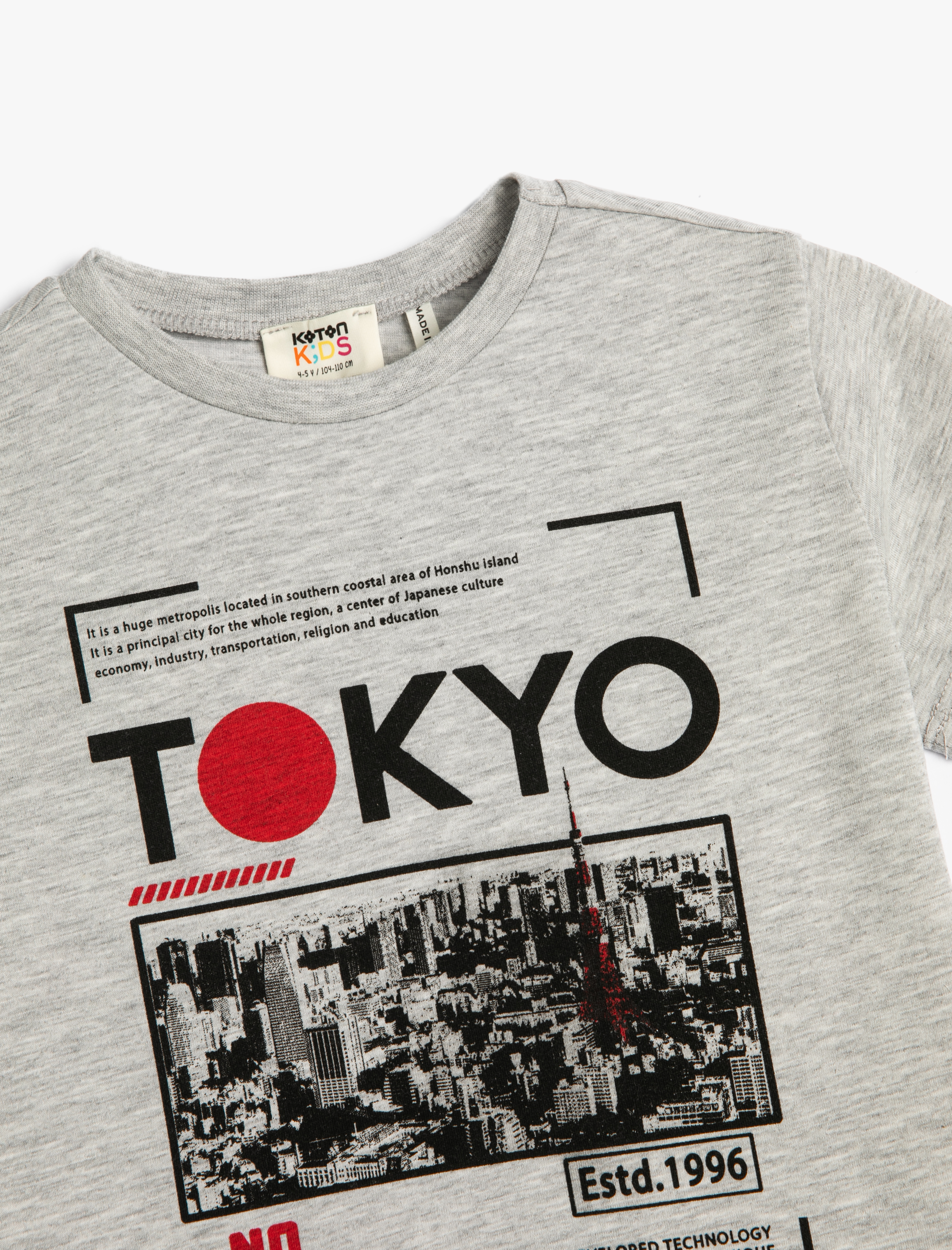  Erkek Çocuk Tişört Kısa Kollu Bisiklet Yaka Tokyo Baskılı Pamuklu