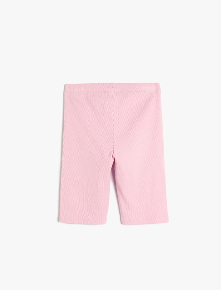 Kız Çocuk Tayt Bermuda Beli Lastikli Fitilli Pamuklu