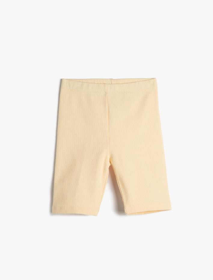 Kız Çocuk Tayt Bermuda Beli Lastikli Fitilli Pamuklu