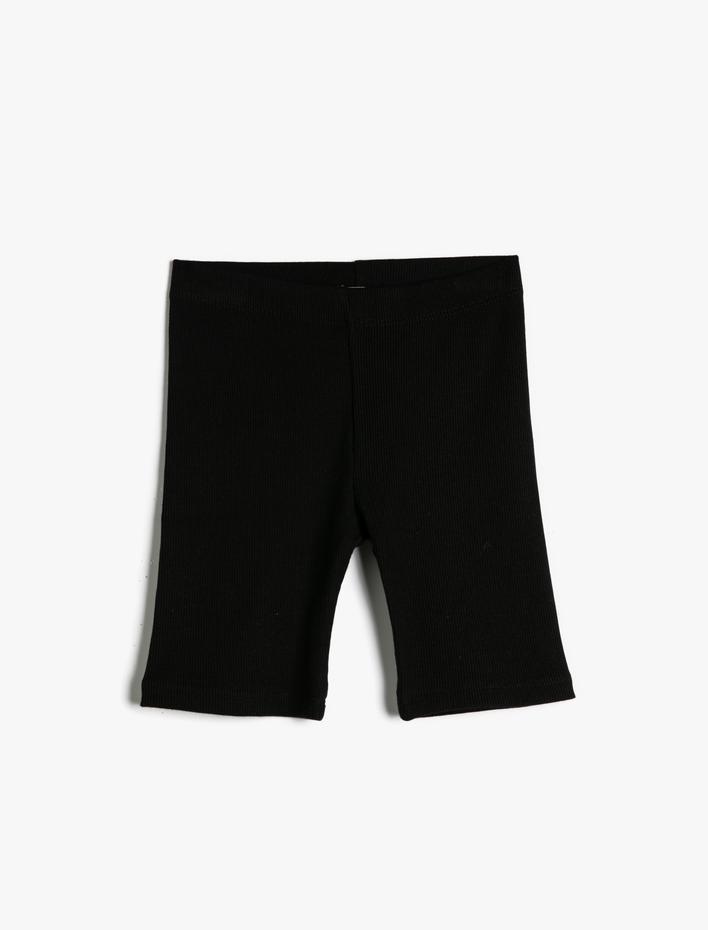 Kız Çocuk Tayt Bermuda Beli Lastikli Fitilli Pamuklu