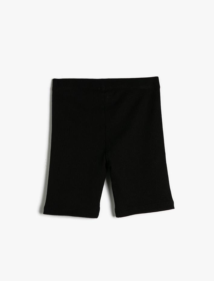 Kız Çocuk Tayt Bermuda Beli Lastikli Fitilli Pamuklu