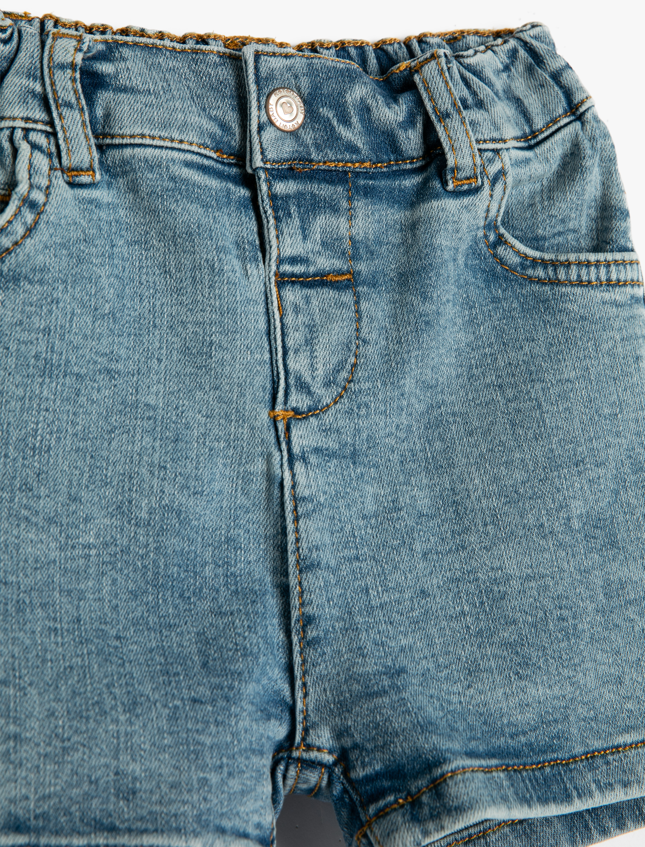  Kız Bebek Kot Şort Cepli Beli Lastikli Pamuklu