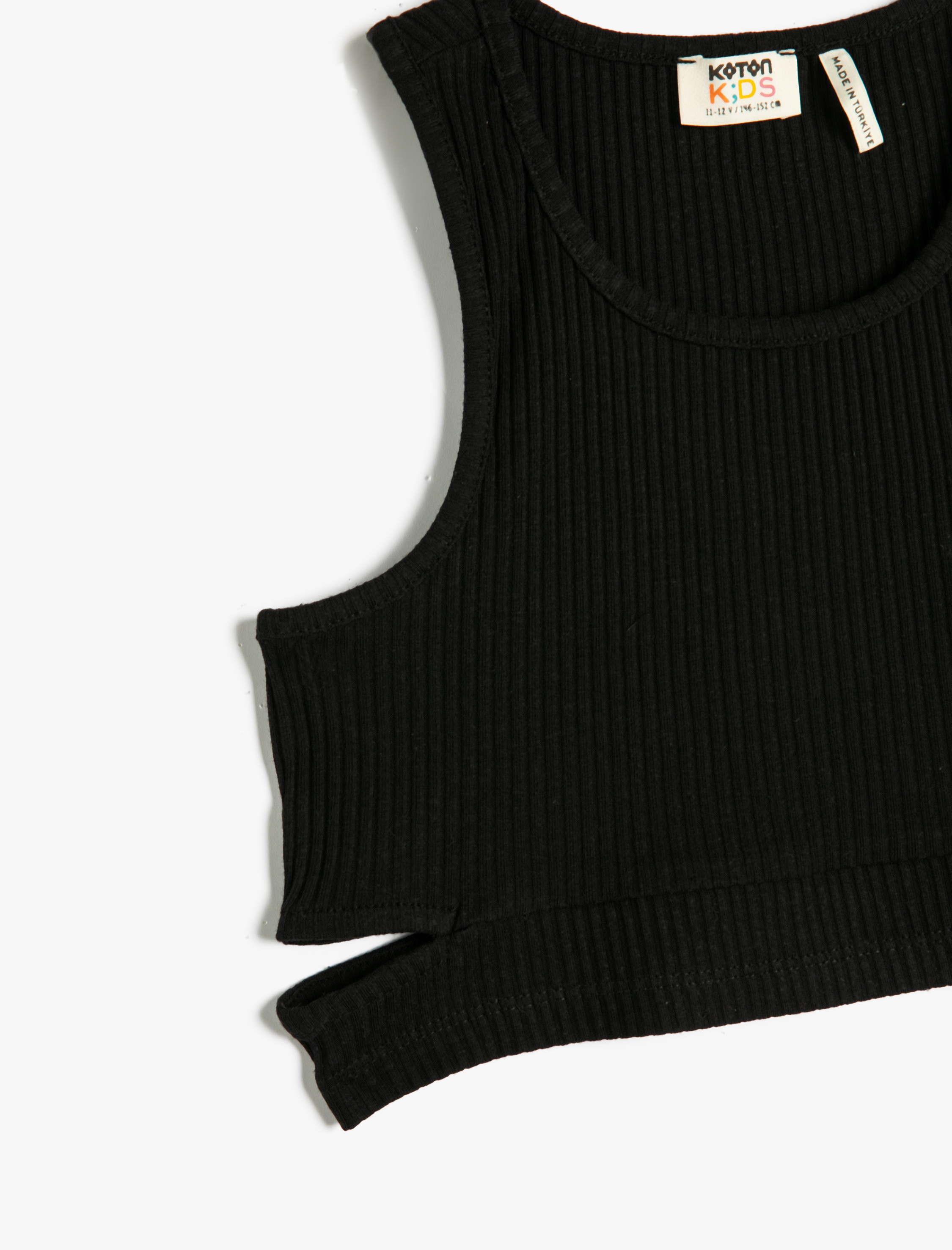  Kız Çocuk Crop Üst Kolsuz Pencere Detaylı Pamuklu