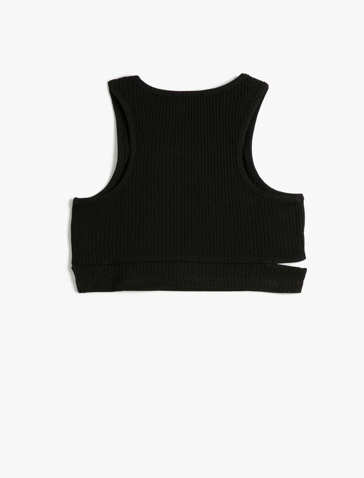 Kız Çocuk Crop Üst Kolsuz Pencere Detaylı Pamuklu
