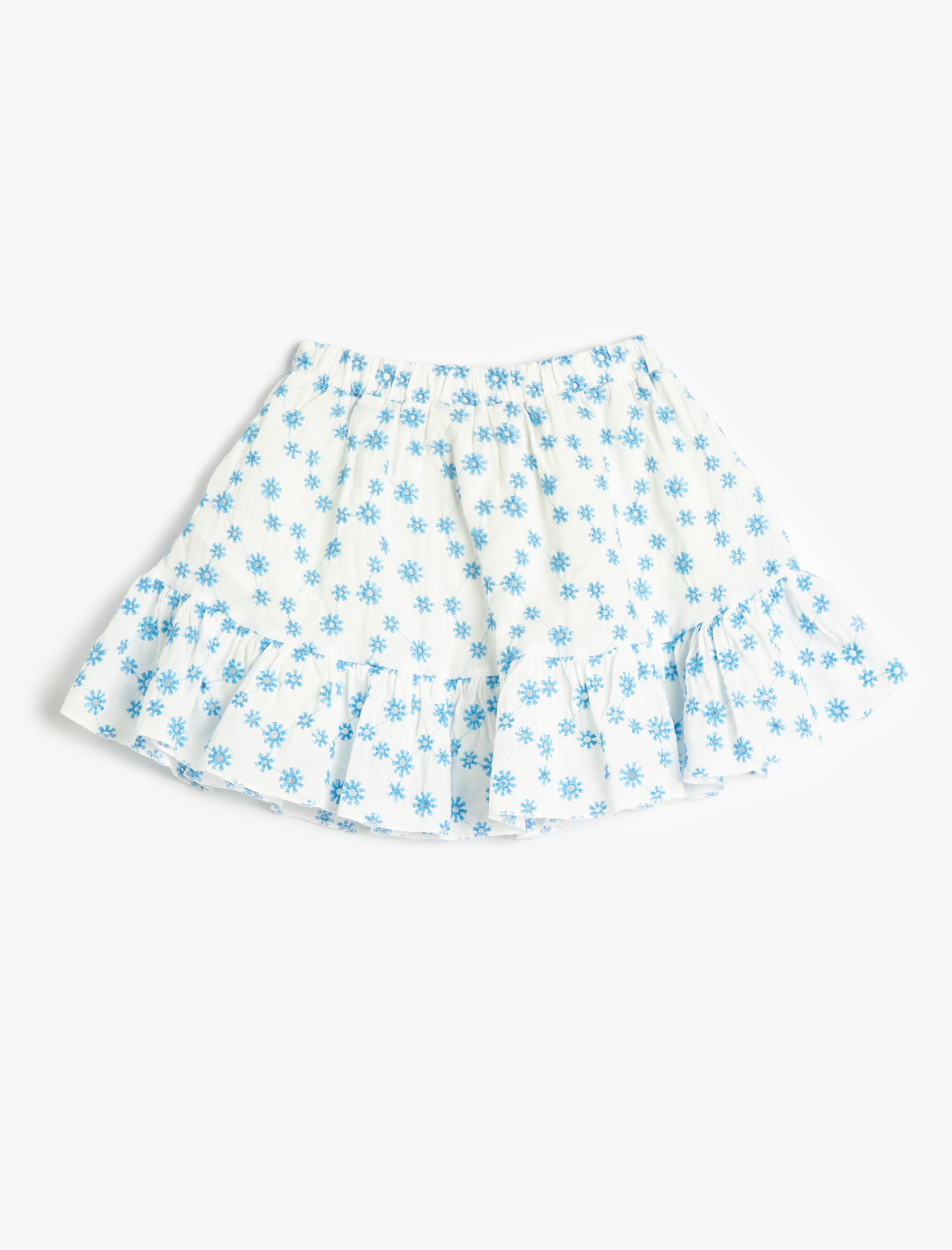 Kız Çocuk Mini Etek Fistolu Çiçekli Astarlı Pamuklu