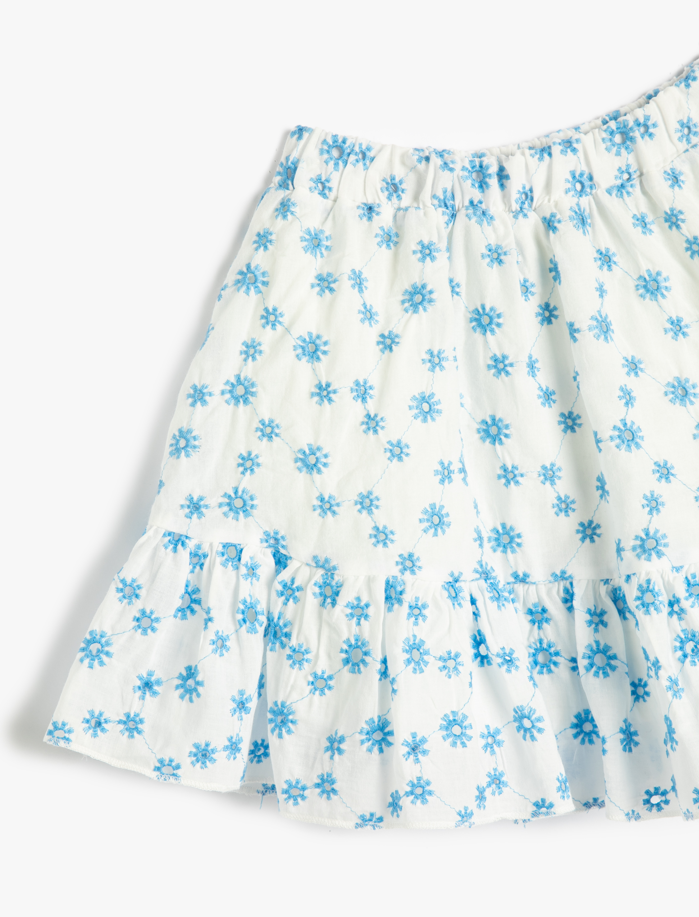 Kız Çocuk Mini Etek Fistolu Çiçekli Astarlı Pamuklu