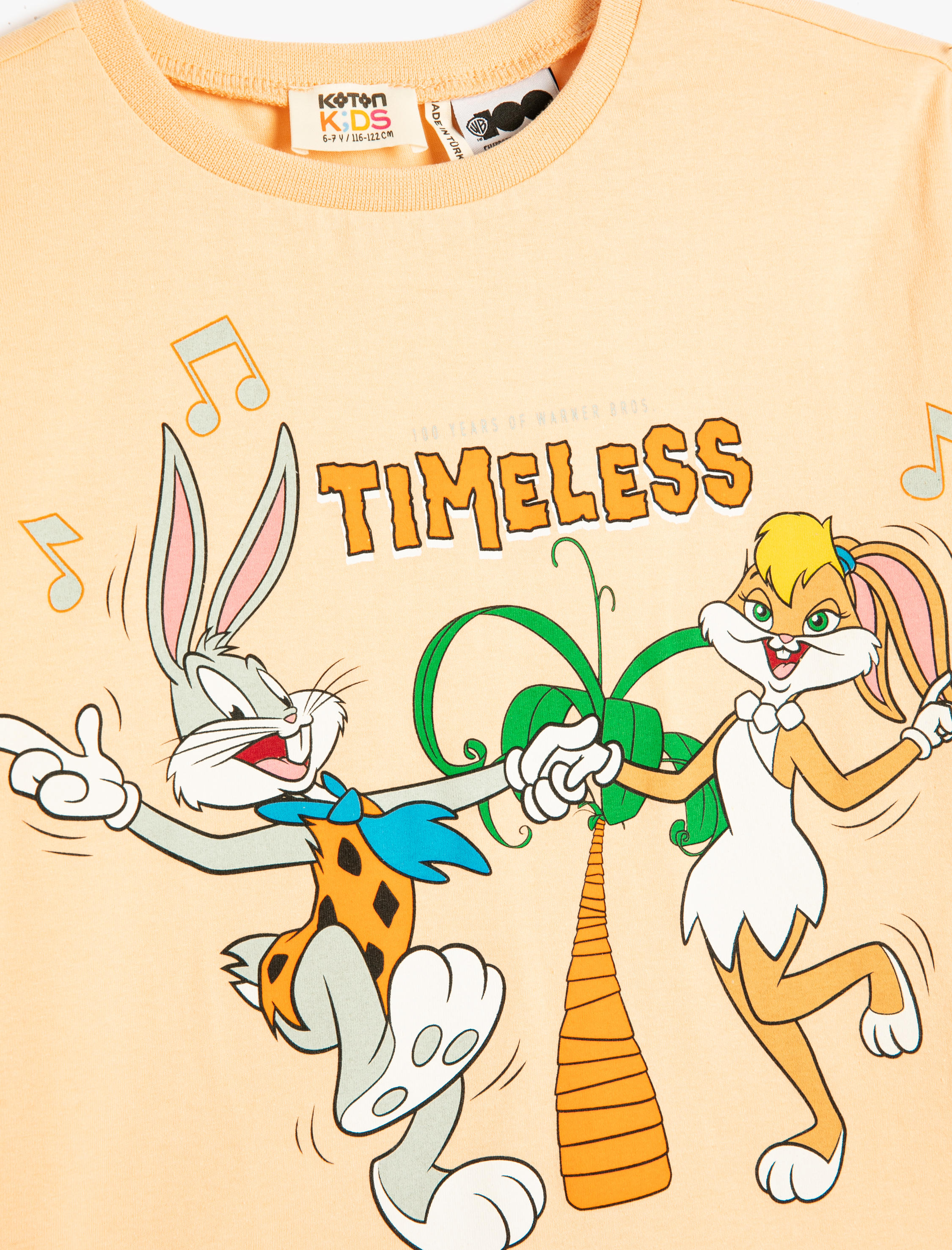  Kız Çocuk Bugs ve Lola Bunny Tişört Lisanslı Kısa Kollu Bisiklet Yaka Pamuklu