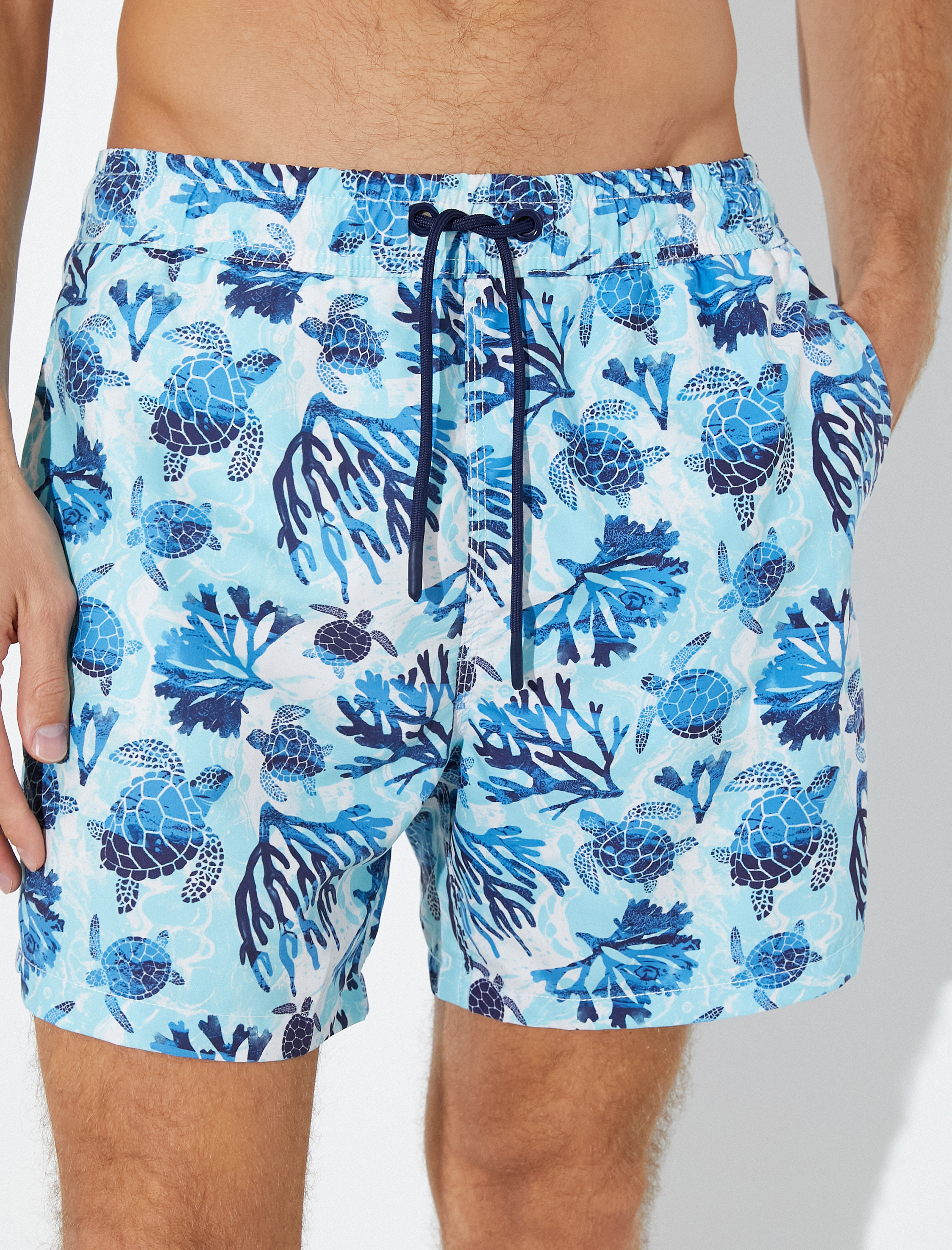   Deniz Şortu Beli Bağcıklı Cep Detaylı