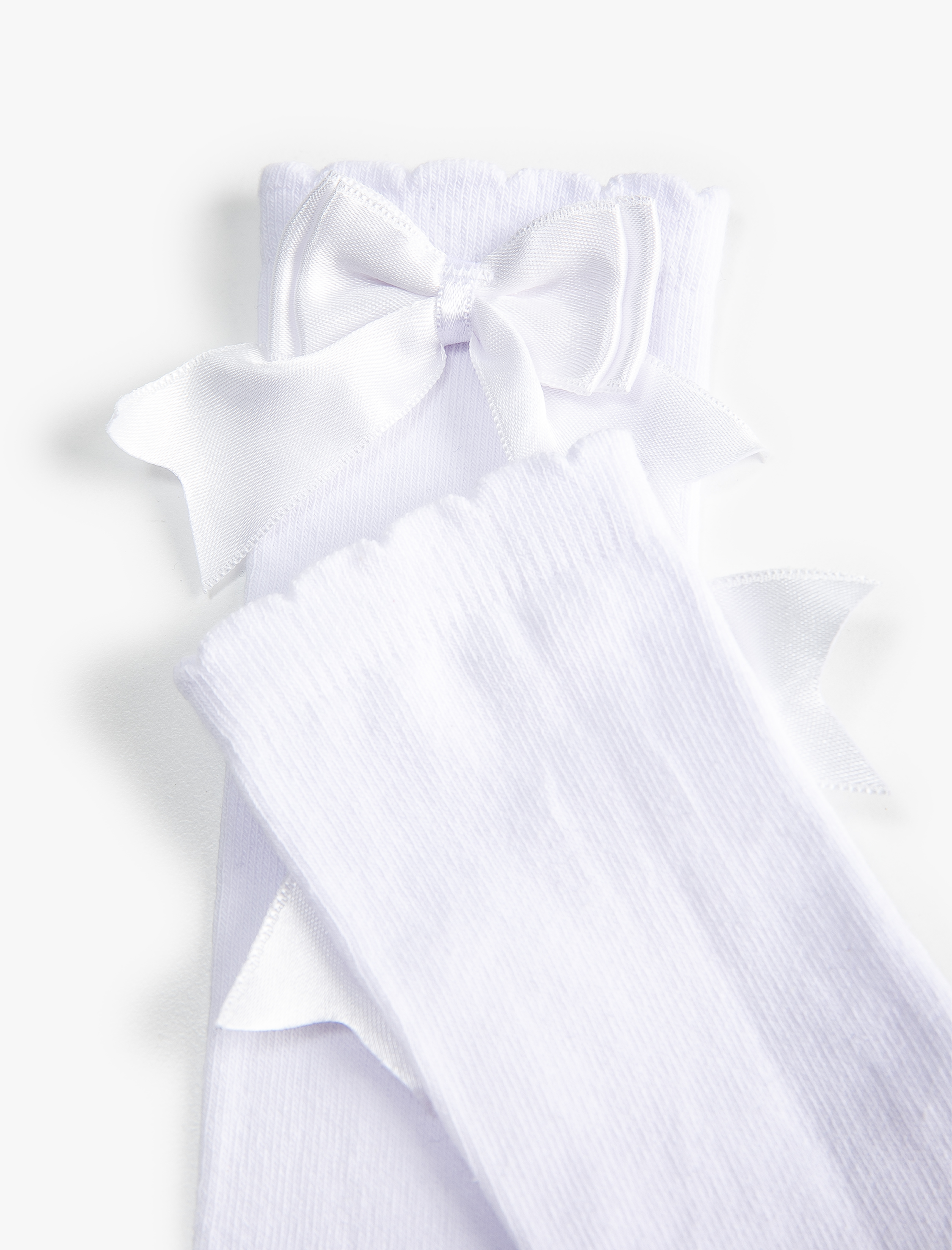  Kız Çocuk Dizaltı Çorap Fiyonklu Uzun Pamuk Karışımlı