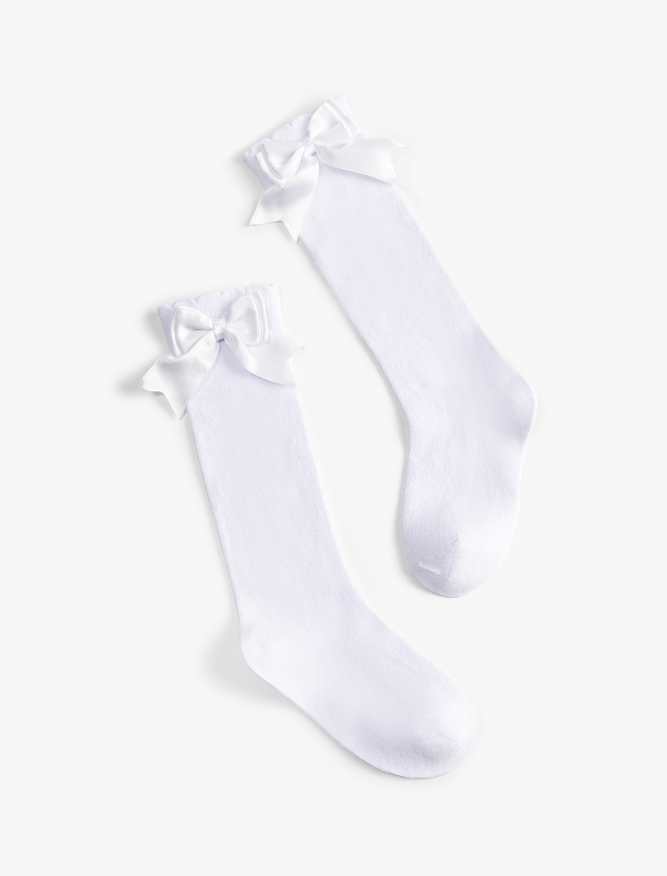  Kız Çocuk Dizaltı Çorap Fiyonklu Uzun Pamuk Karışımlı