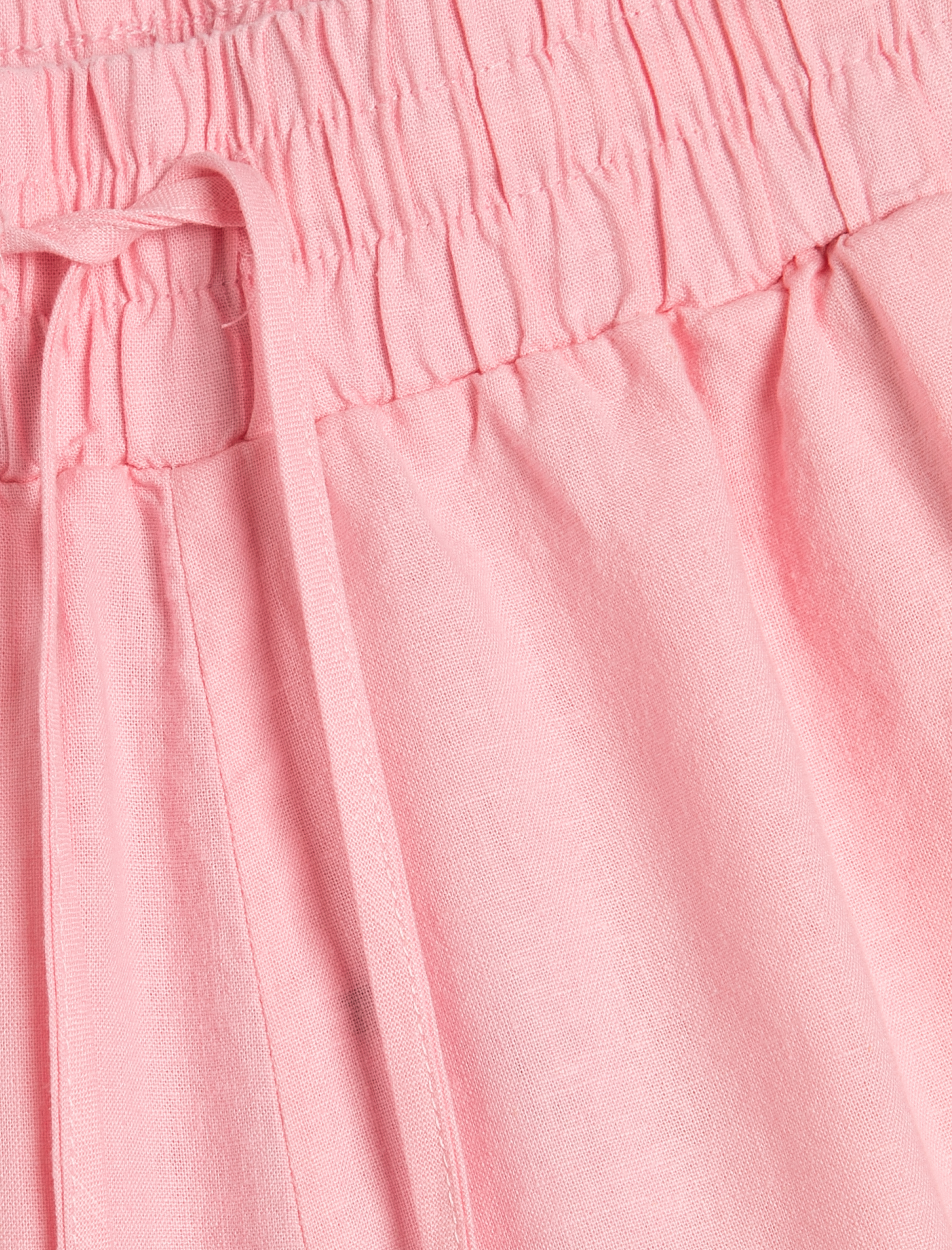   Mini Şort Keten Karışımlı Beli Bağcıklı Rahat Kesim