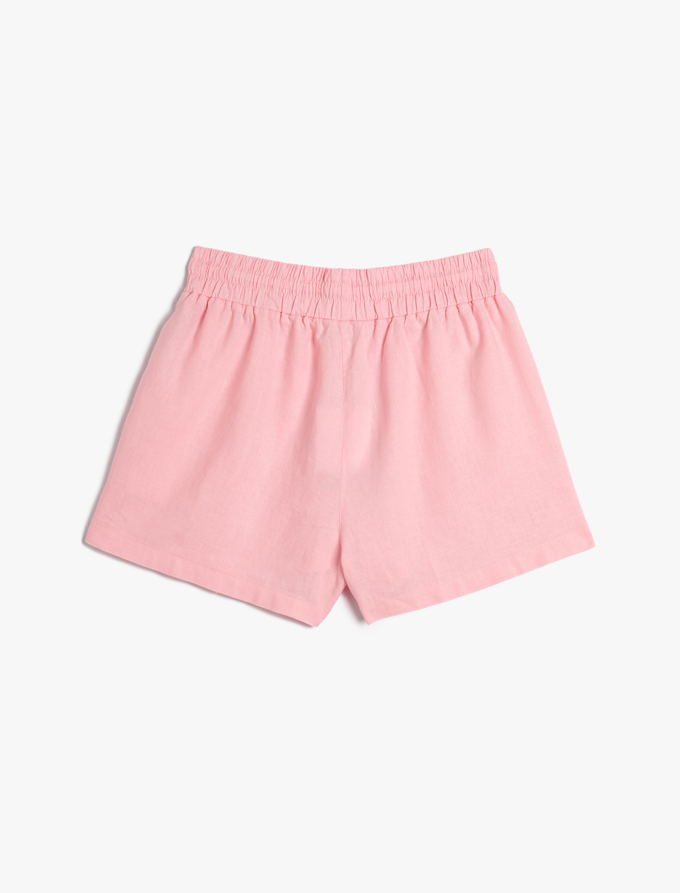   Mini Şort Keten Karışımlı Beli Bağcıklı Rahat Kesim