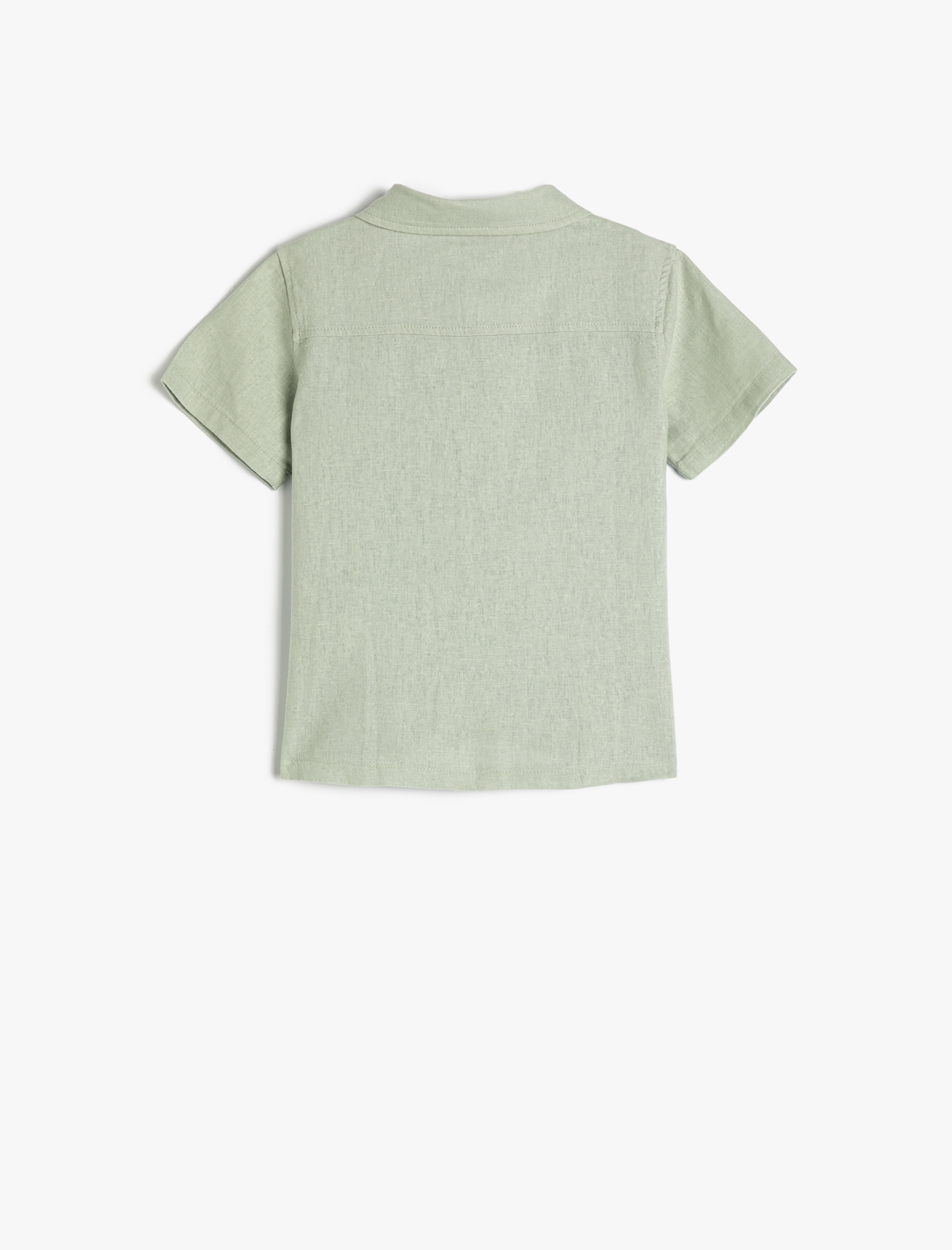  Erkek Bebek Gömlek Keten Karışımlı Kısa Kollu Tek Cep Detaylı