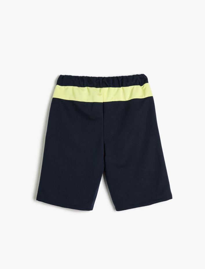 Erkek Çocuk Şort Beli Bağlamalı Cepli Renk Kontrastlı
