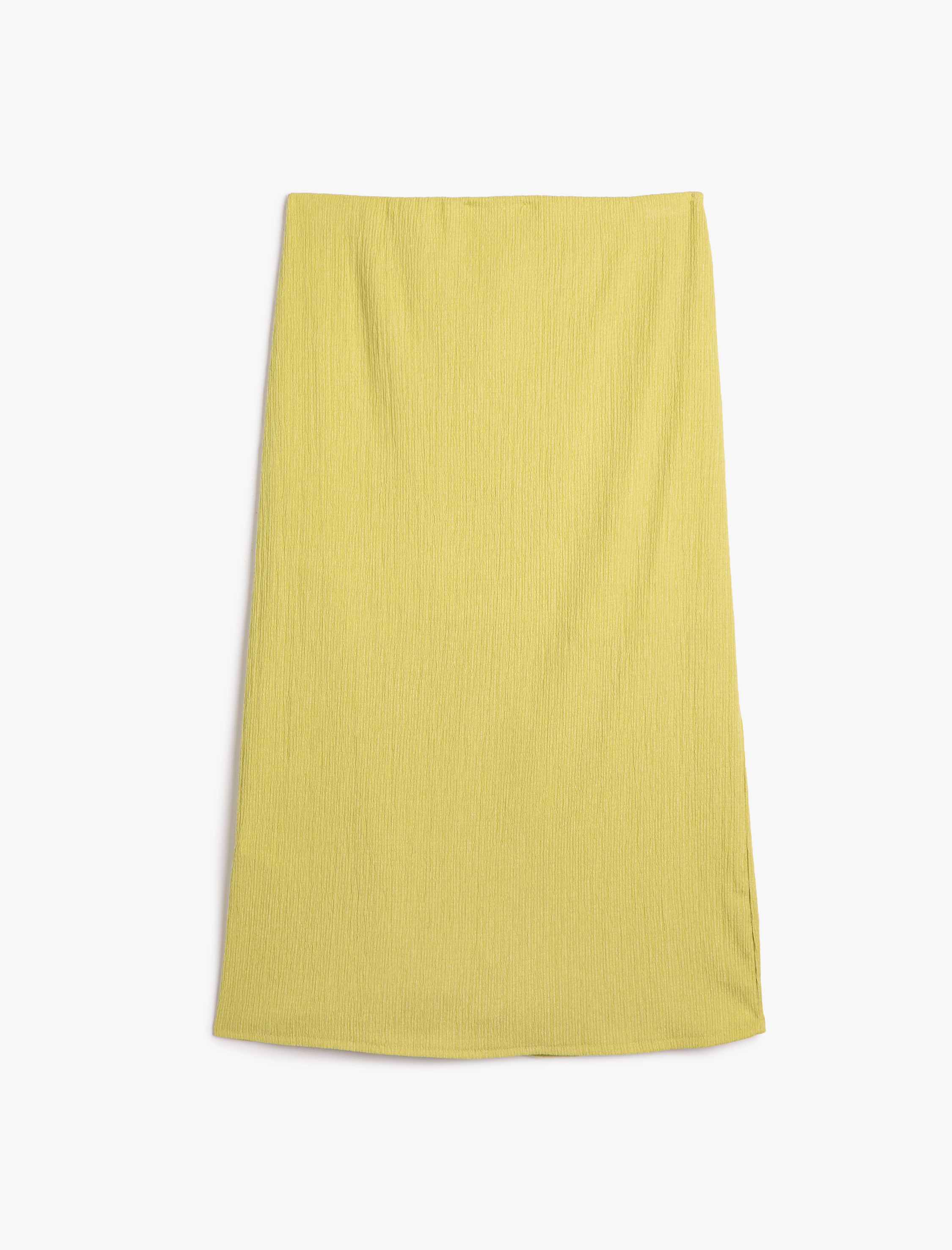   Midi Etek Drapeli Yırtmaçlı Astarlı Dokulu