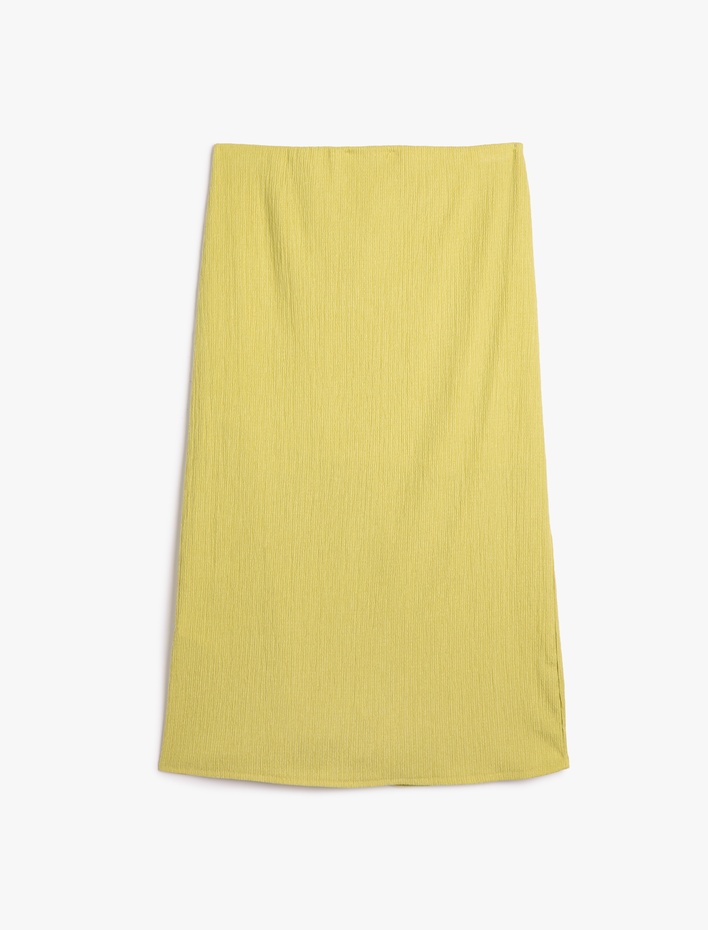  Midi Etek Drapeli Yırtmaçlı Astarlı Dokulu