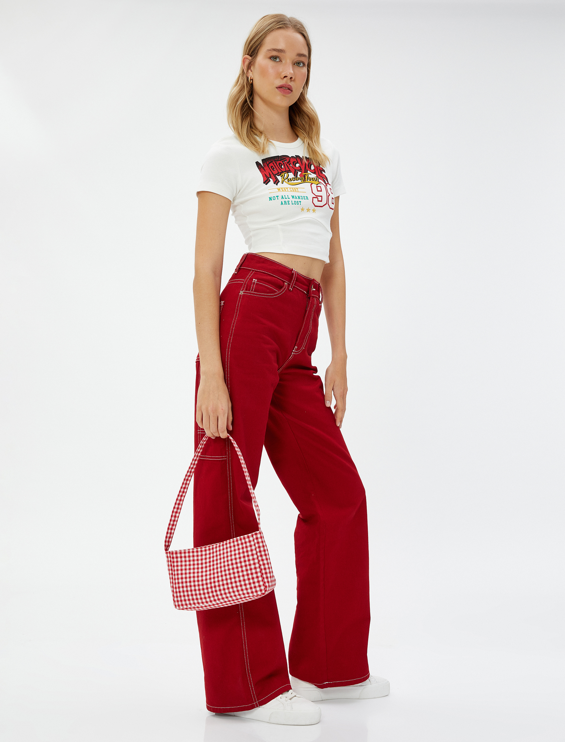  Kadın Baget Çanta Pötikareli Tutma Saplı Fermuarlı