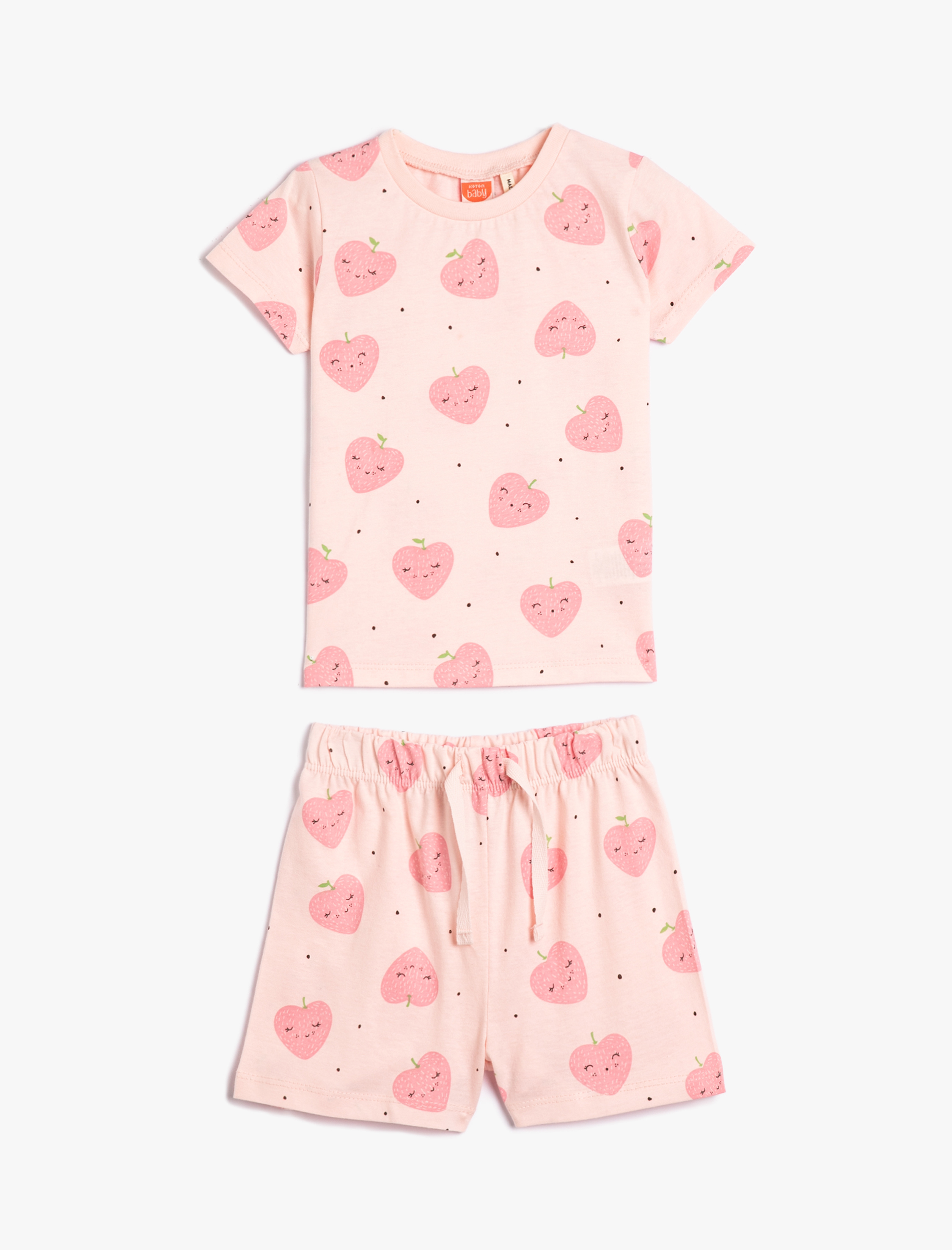  Kız Bebek Şort Tişört Takım Baskılı Pamuklu 2 Parça