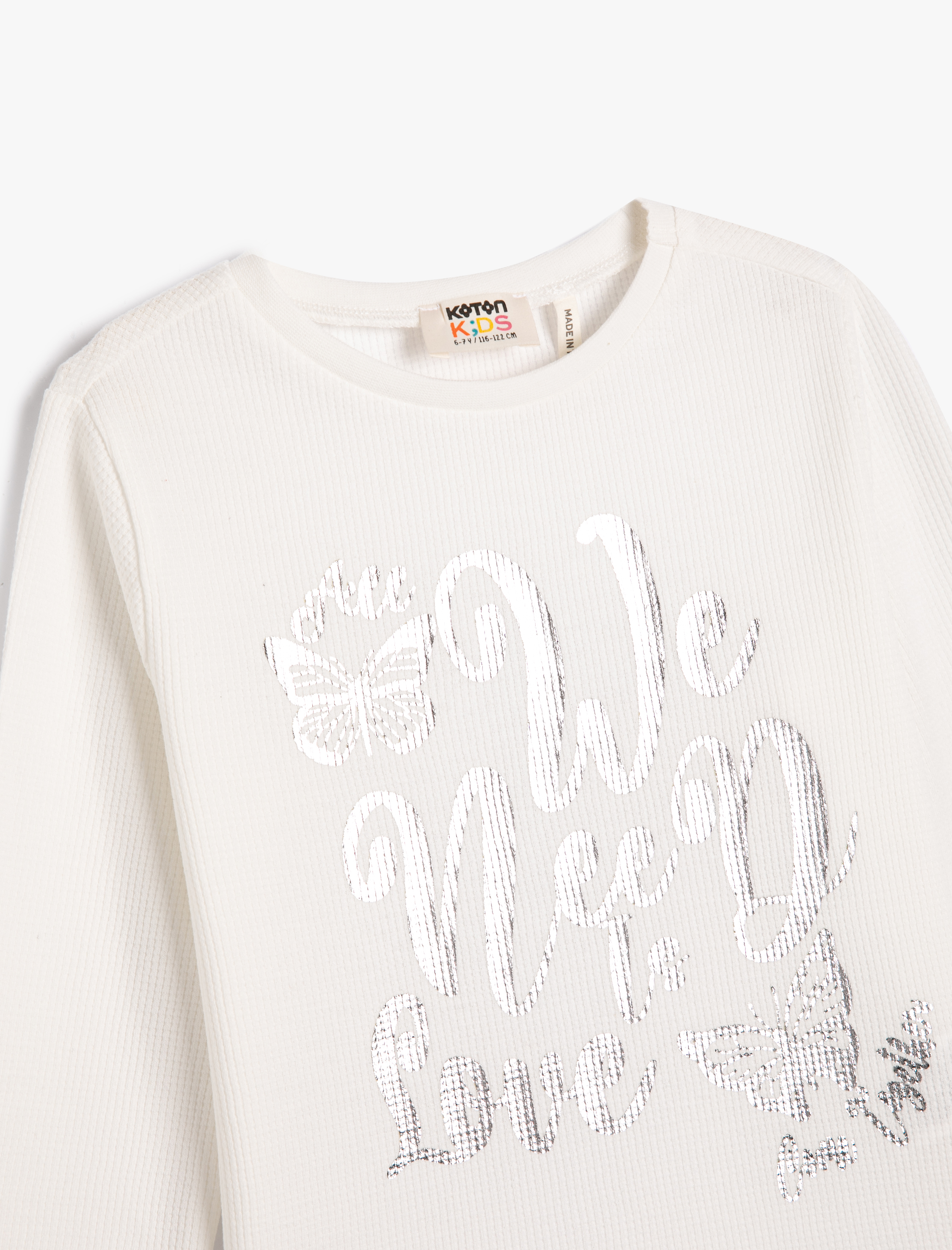  Kız Çocuk Tişört Uzun Kollu Bisiklet Yaka Baskılı