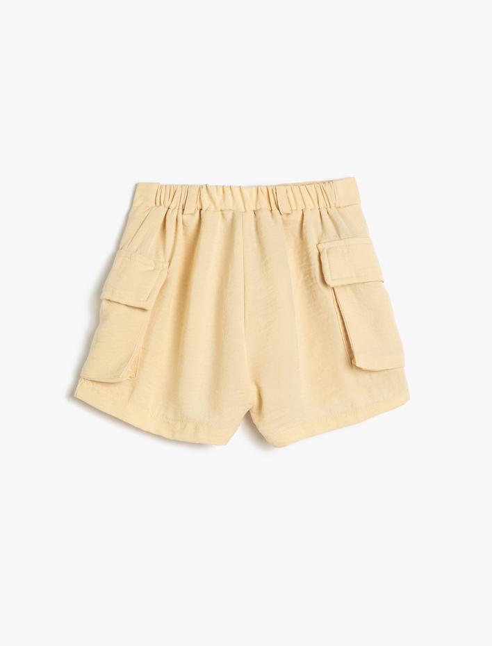 Kız Çocuk Şort Etek Cepli Beli Lastikli