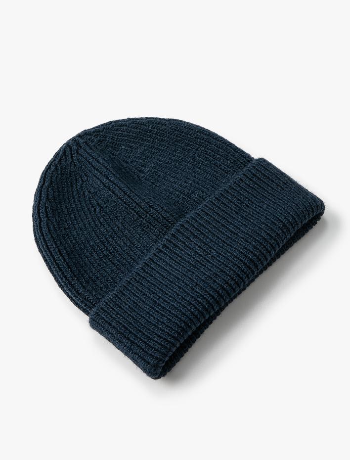 Erkek Basic Örgü Bere Katlama Detaylı