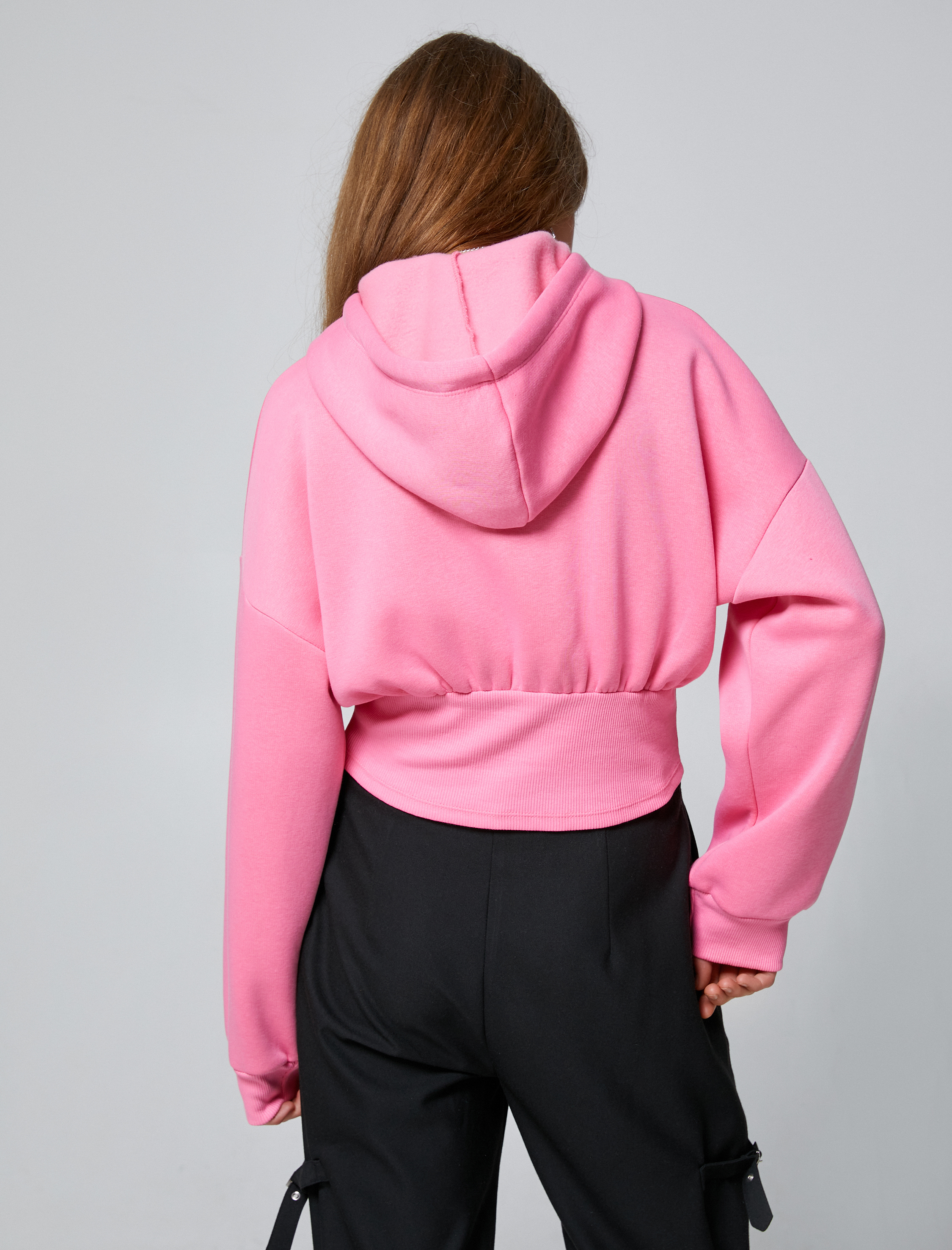   Şardonlu Kapüşonlu Sweatshirt Baskılı Beli Korse Detaylı